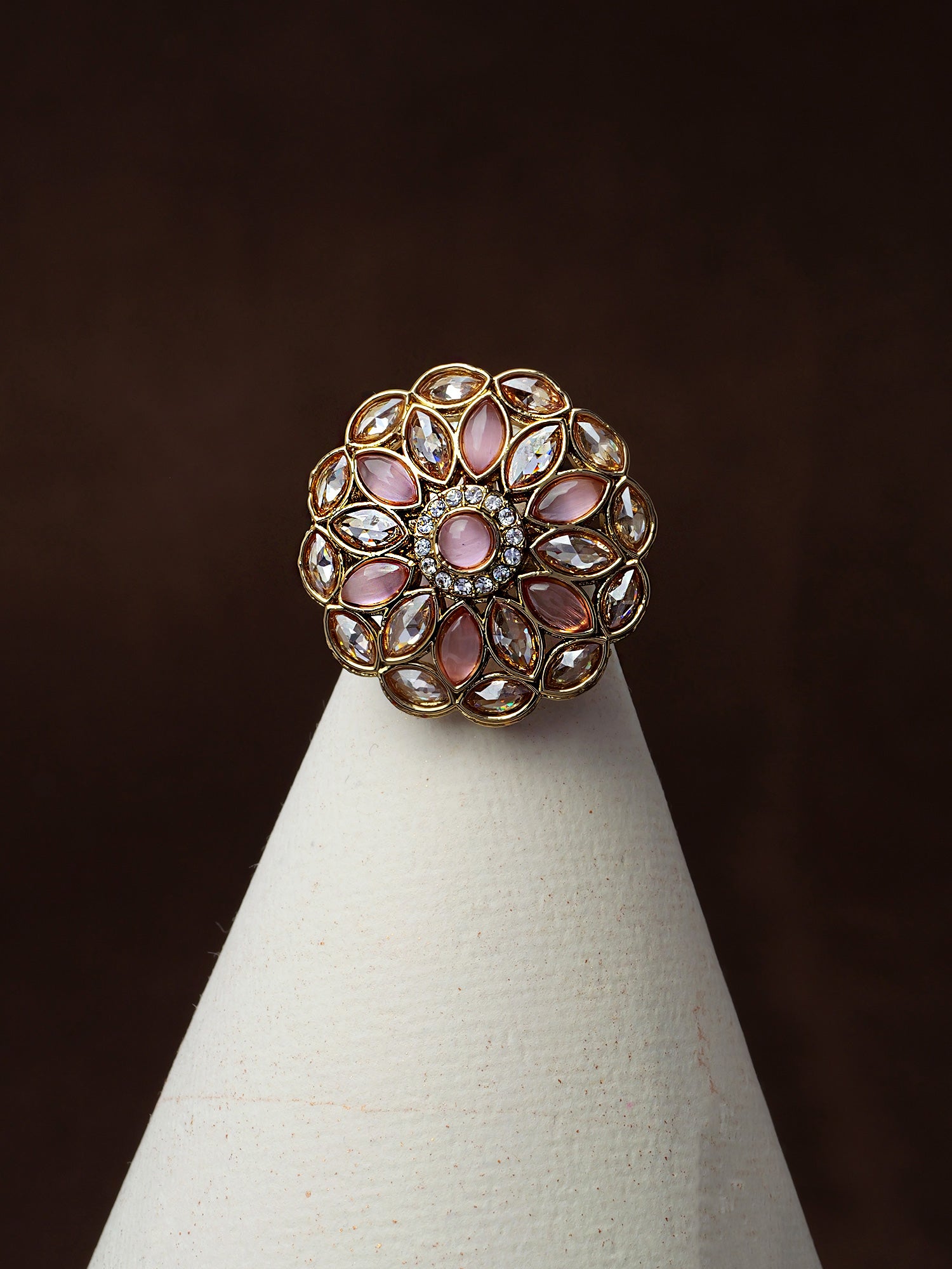 Kalika Floral Ring in Light Pink