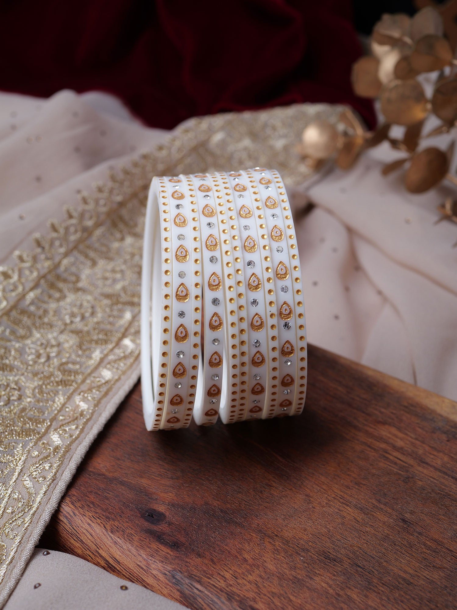 Kalyani Chura Bangle Set in Cream