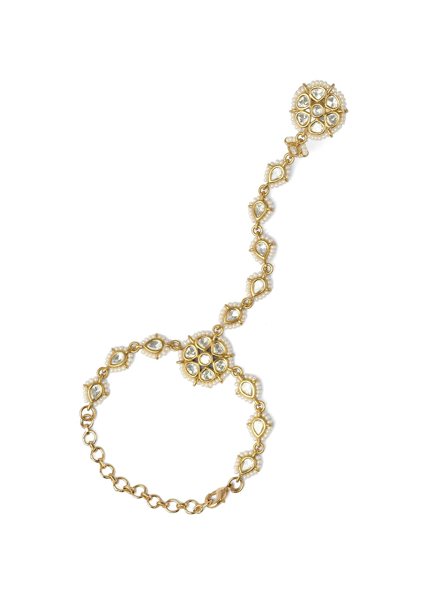 Kashi Kundan Hand Chain in White