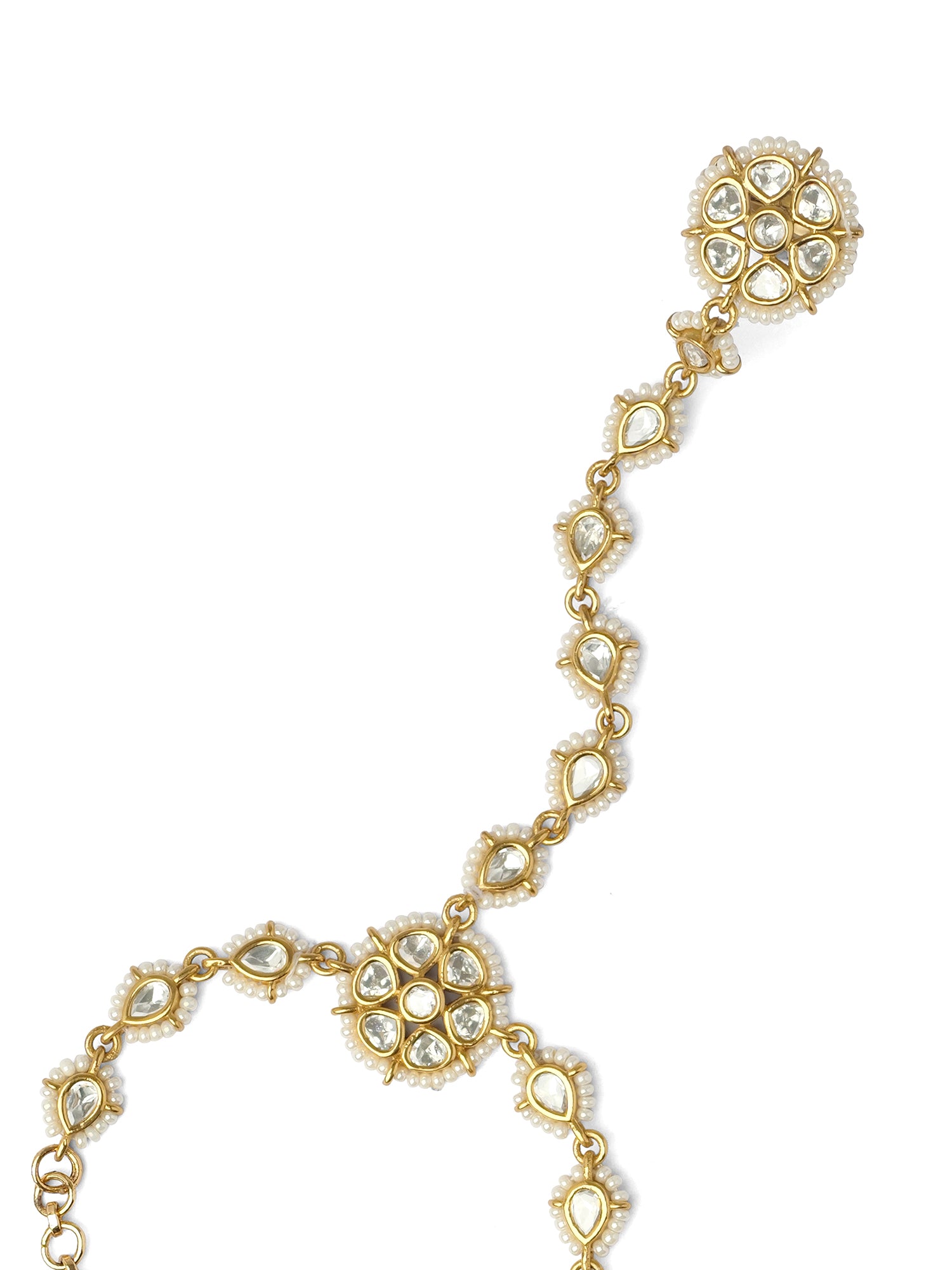 Kashi Kundan Hand Chain in White