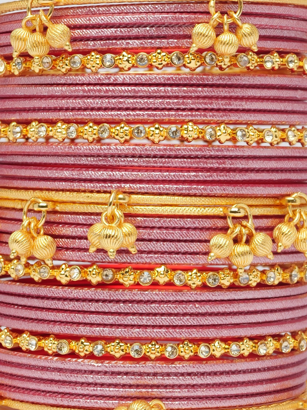 Kashmiri Bangle Set in Rose Pink