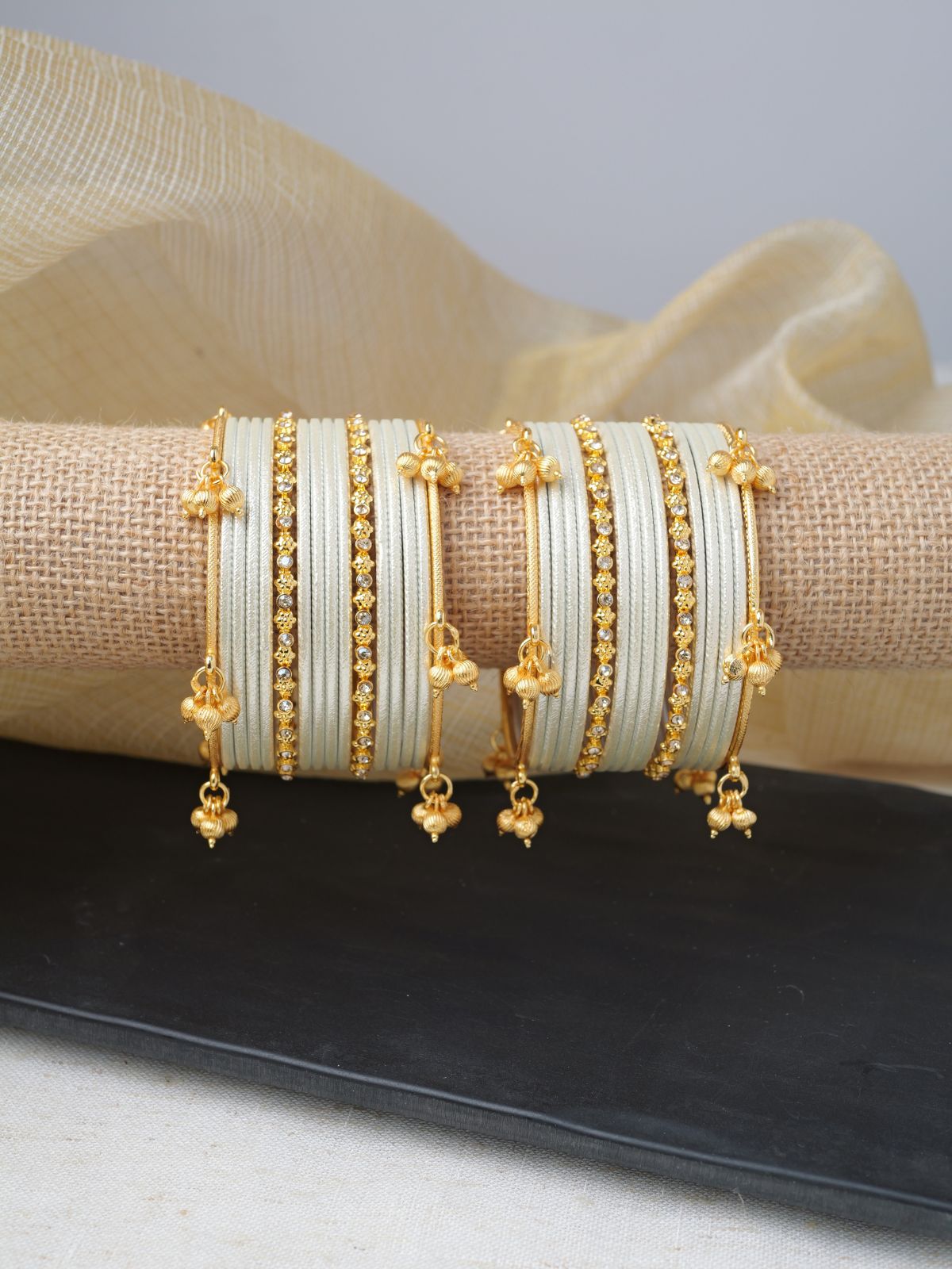 Kashmiri Bangle Set in Cream