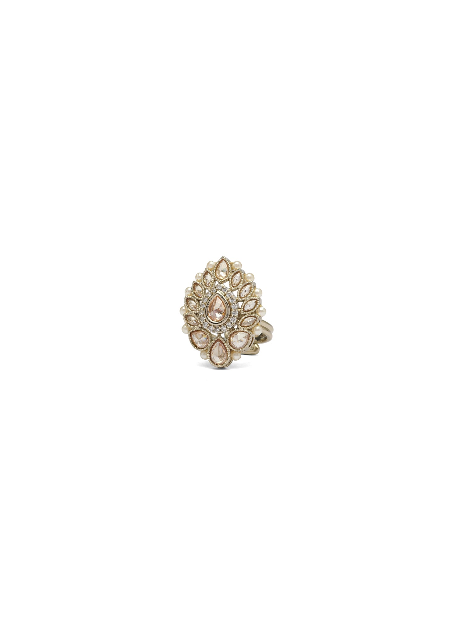 Kavira Bead-Edge Ring in Champagne