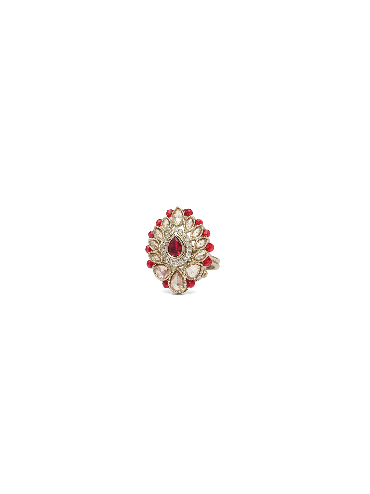 Kavira Bead-Edge Ring in Maroon