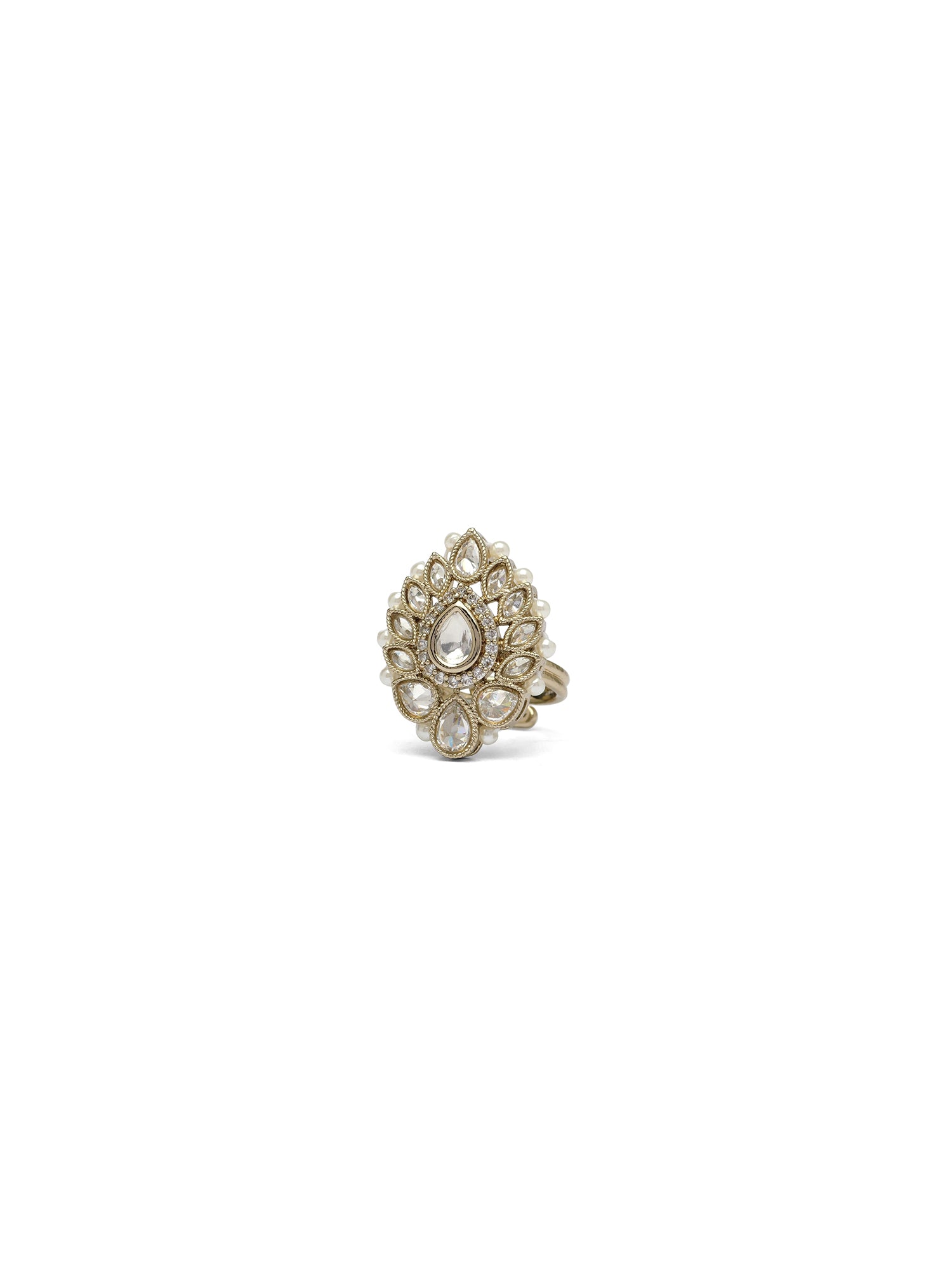 Kavira Bead-Edge Ring in White