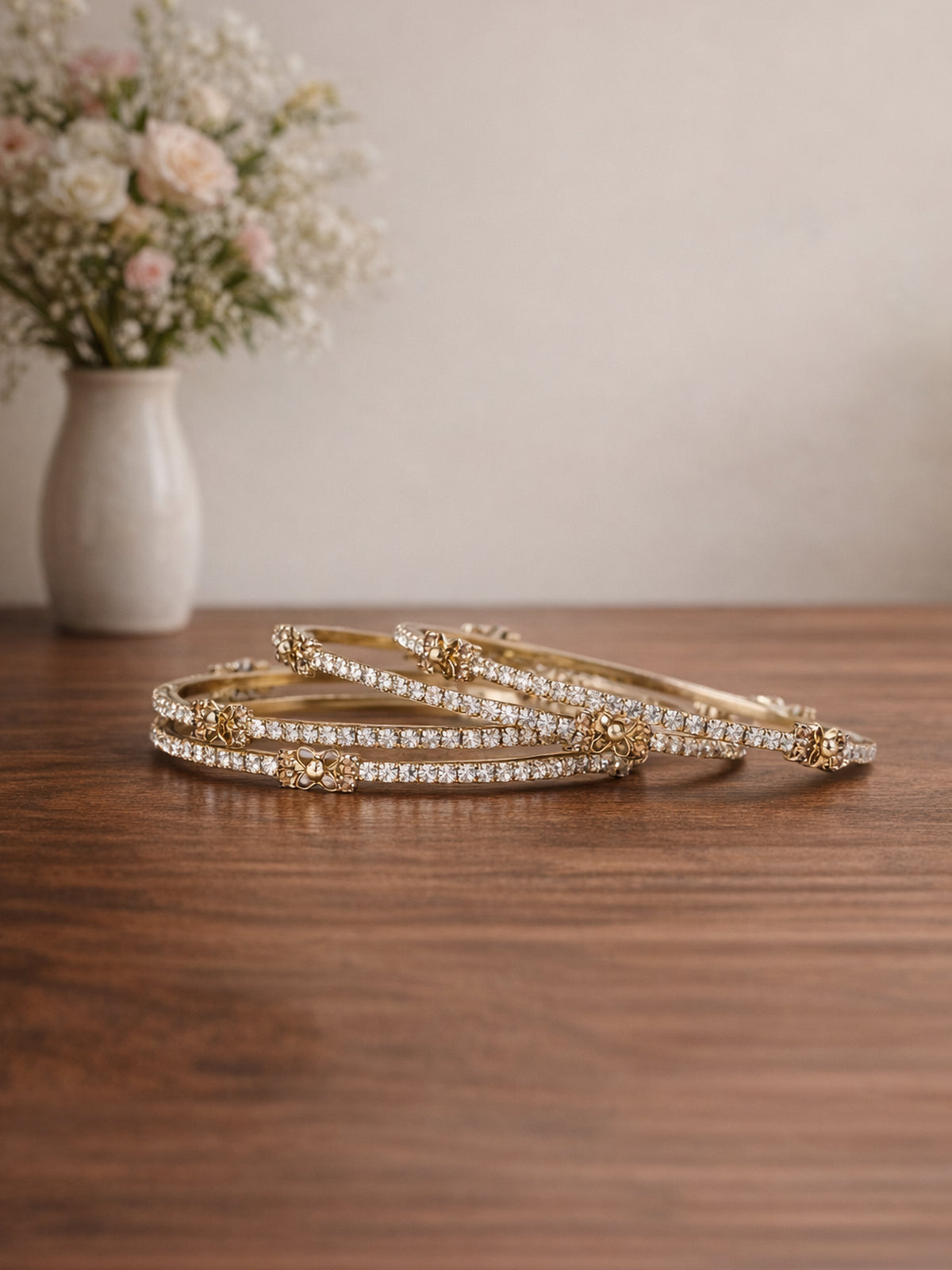 Kavya Cubic Zirconia Bangles in Champagne