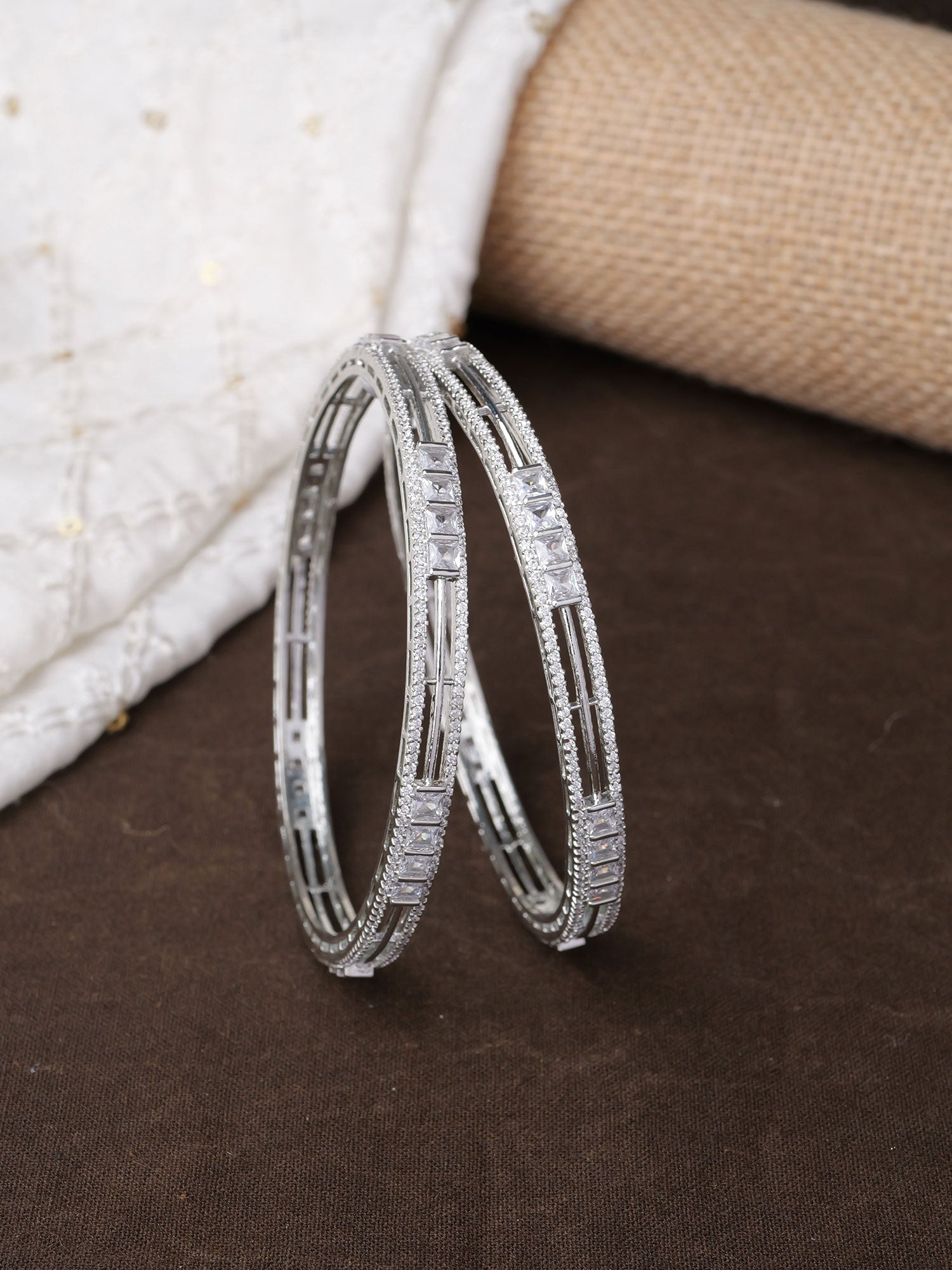 Kaya Cubic Zirconia Kadas in Rhodium