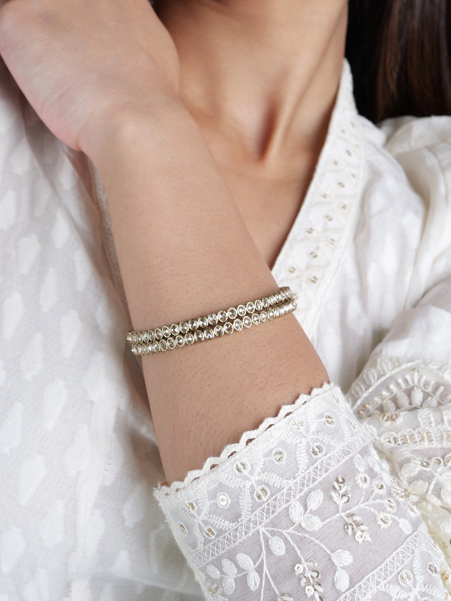 Kiara Antique Bangles in Champagne