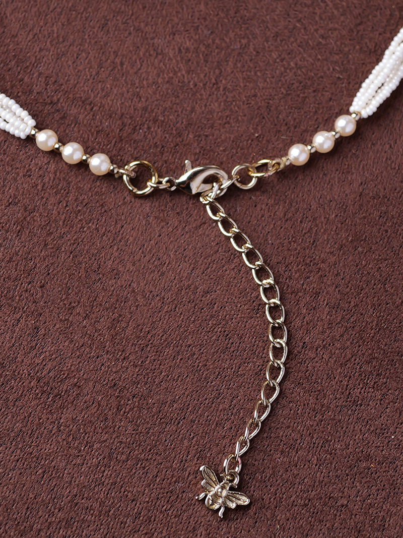 Kimaya Jhumka Long Chain in Pearl and White
