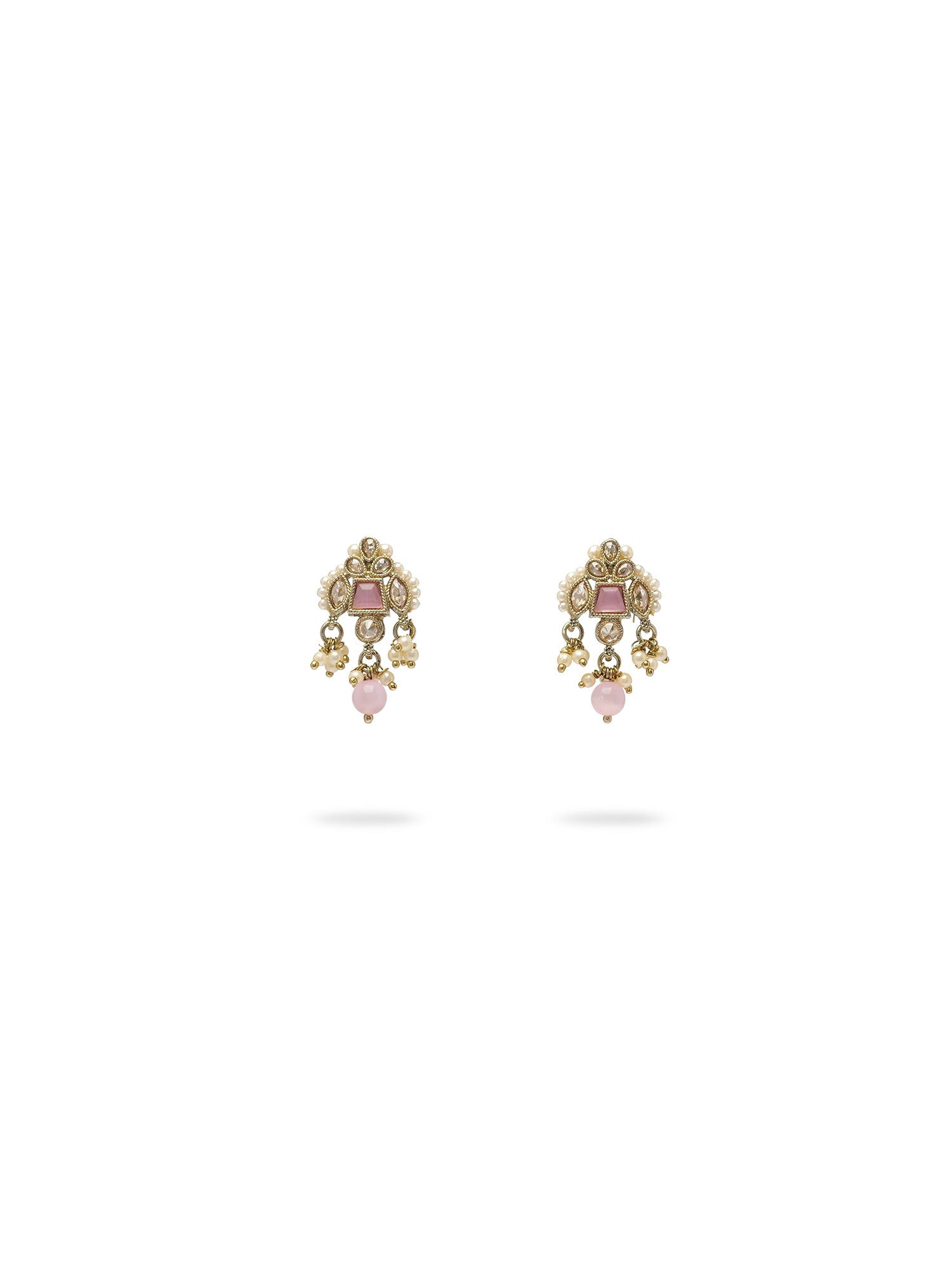 Kumari Pearl Necklace Set in Light Pink