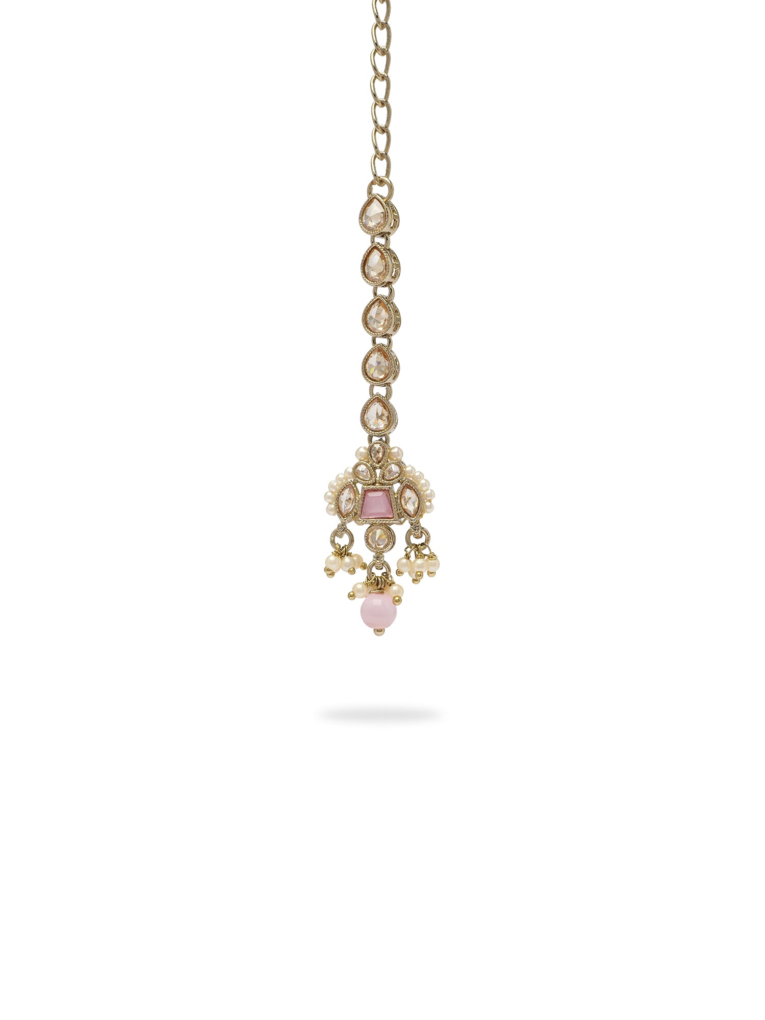 Kumari Pearl Necklace Set in Light Pink