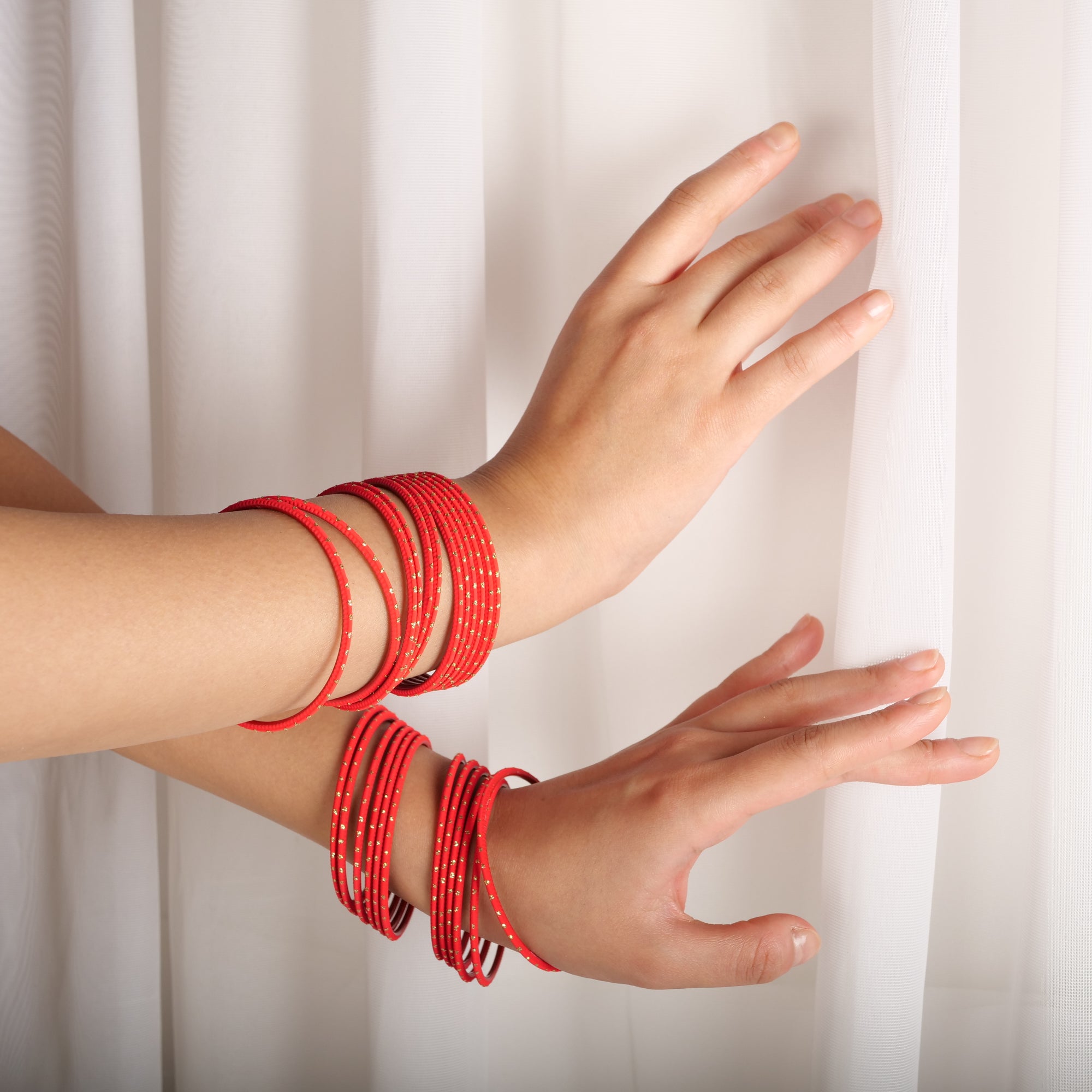 Lava Red Gold Dot Bangles