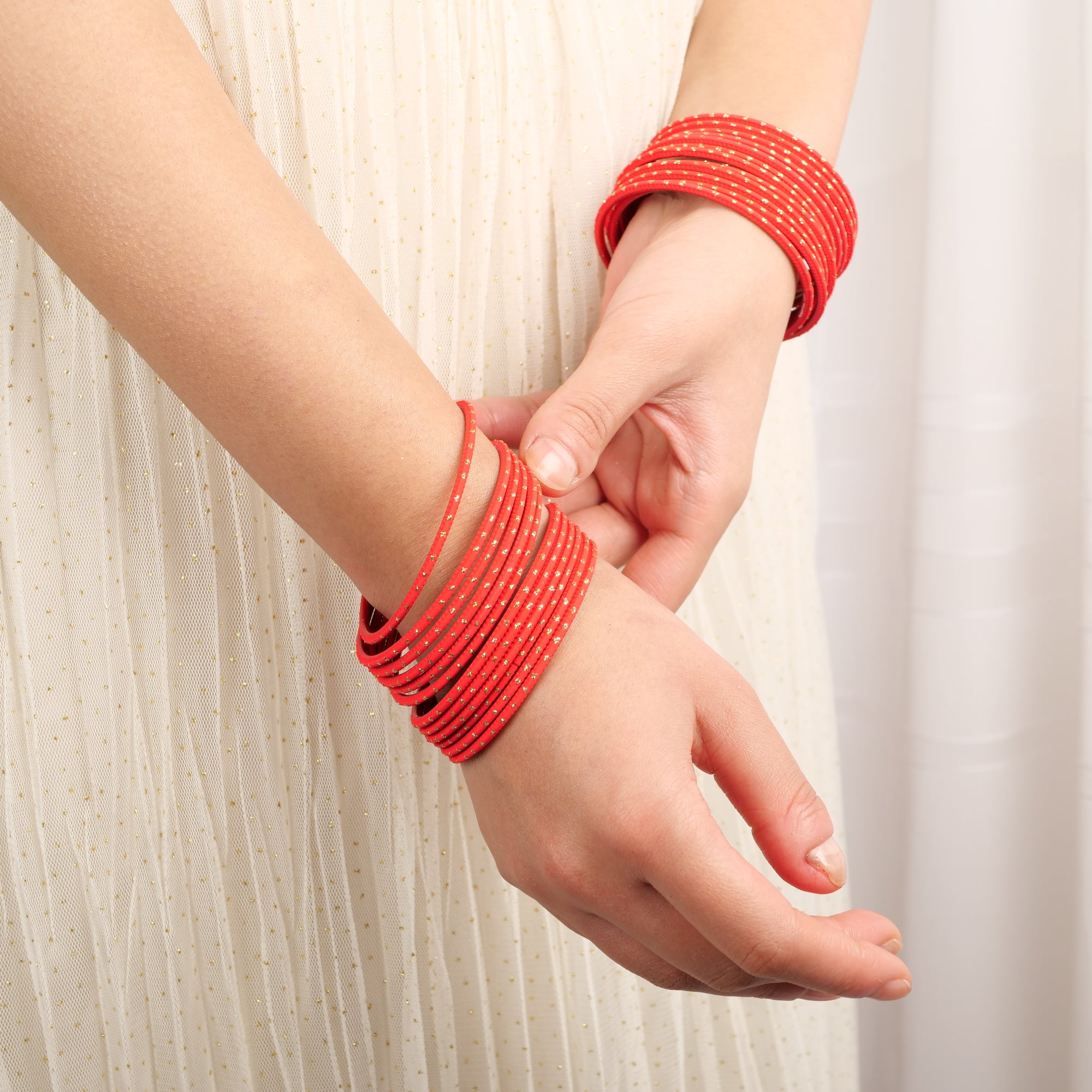 Lava Red Gold Dot Bangles