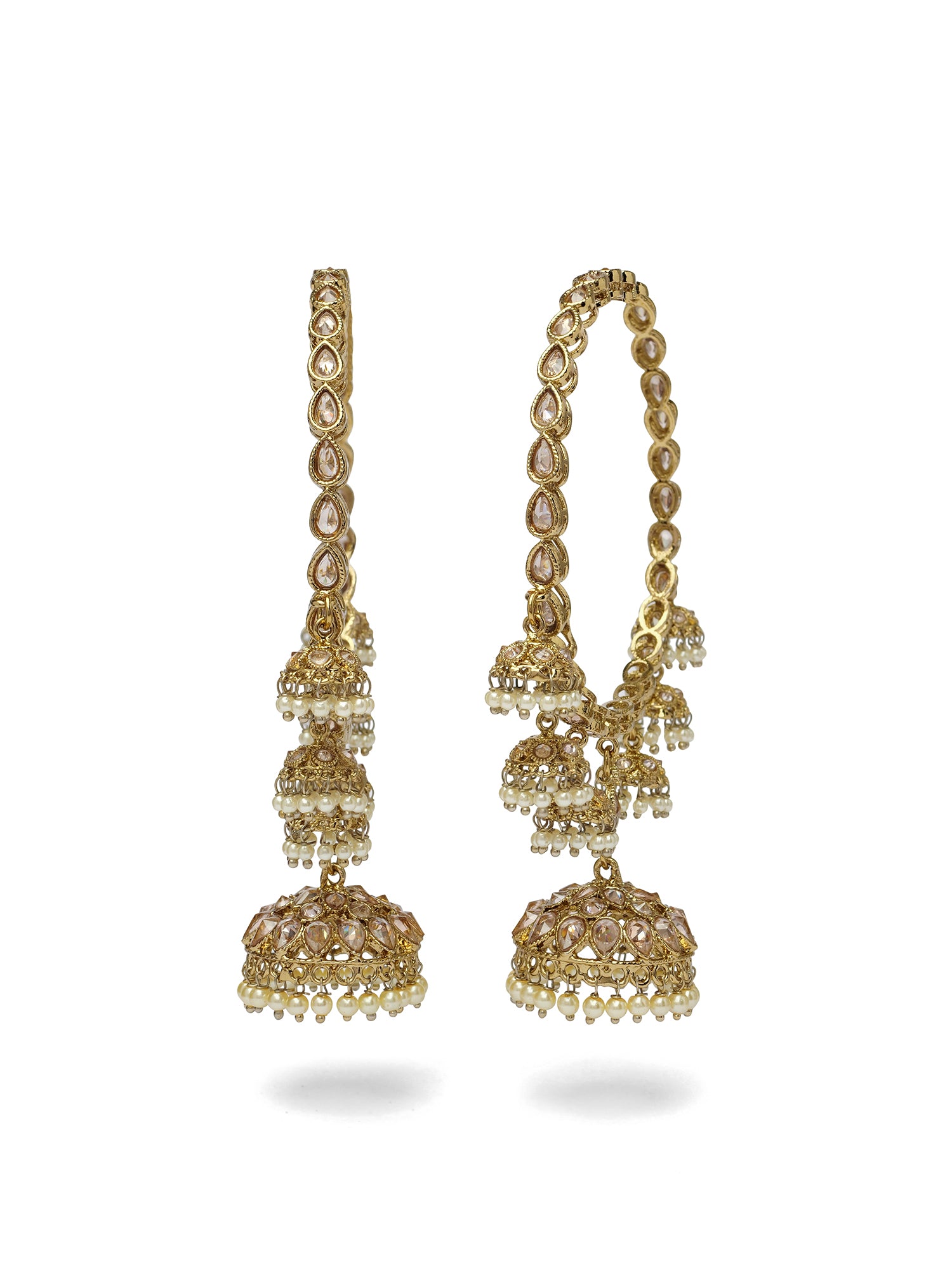 Lavya Jhumka Bangles in Pearl and Antique Gold