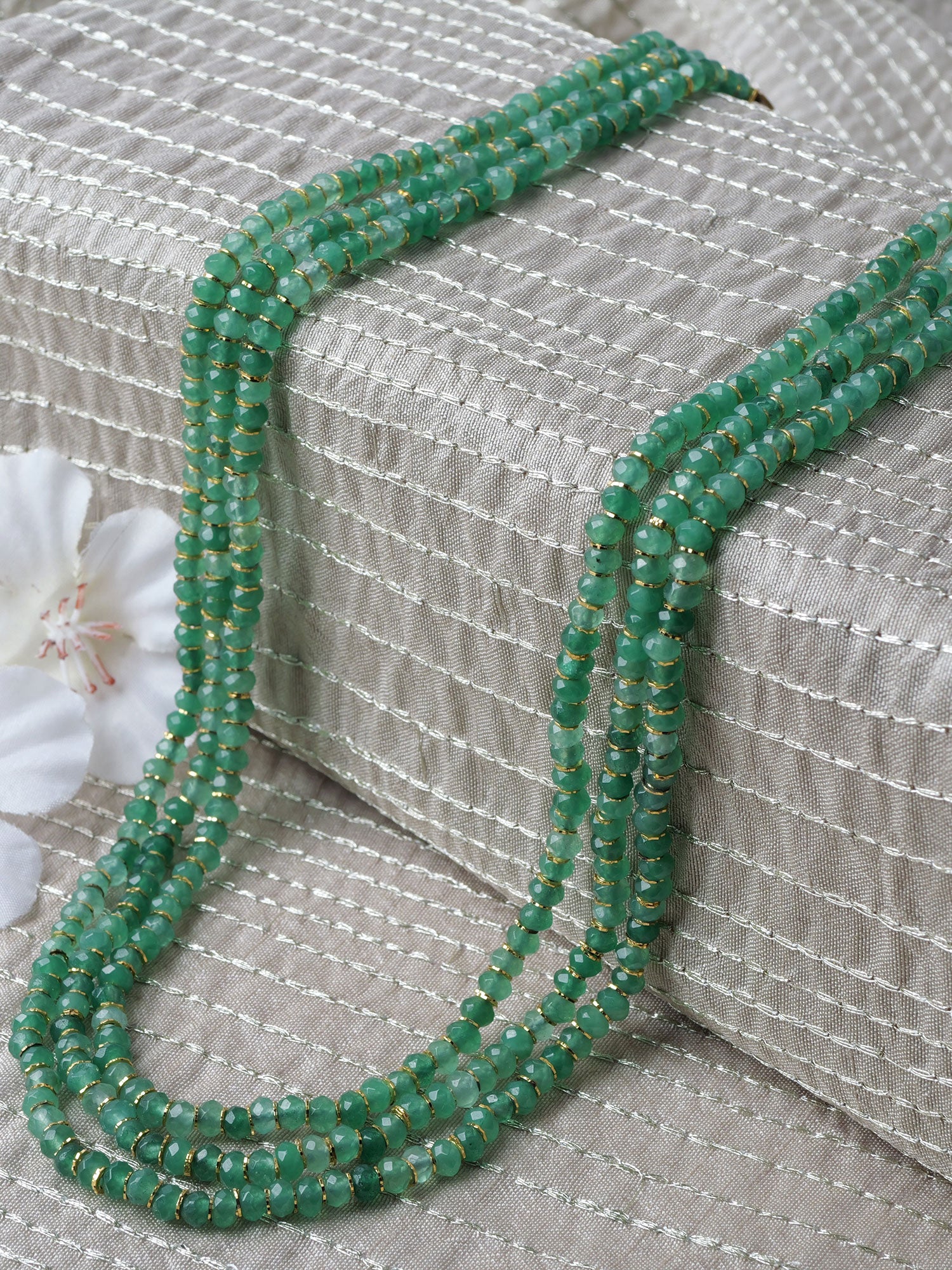 Layered Green Crystal Bead Necklace