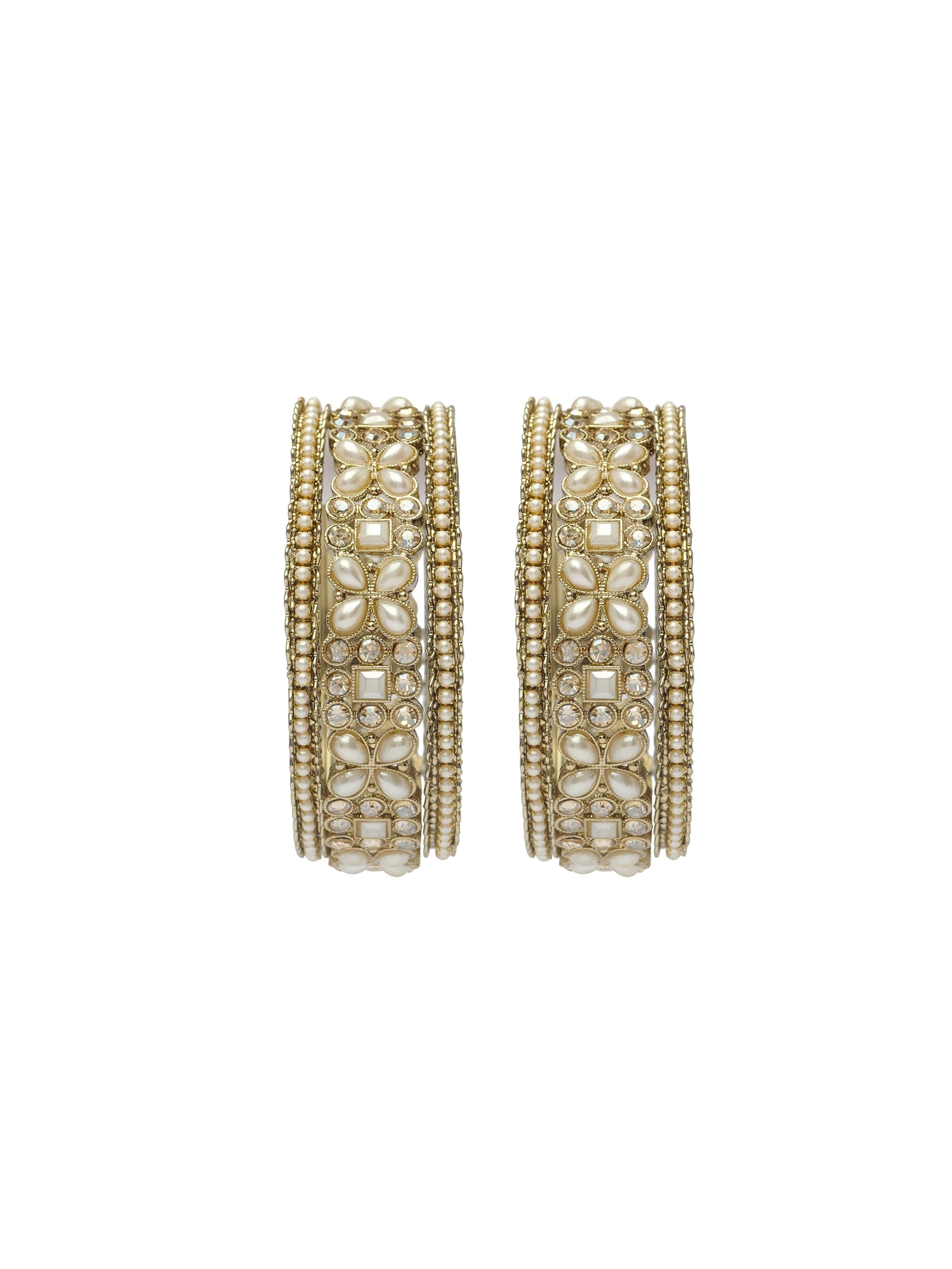 Leena Pearl Bangle Set in White