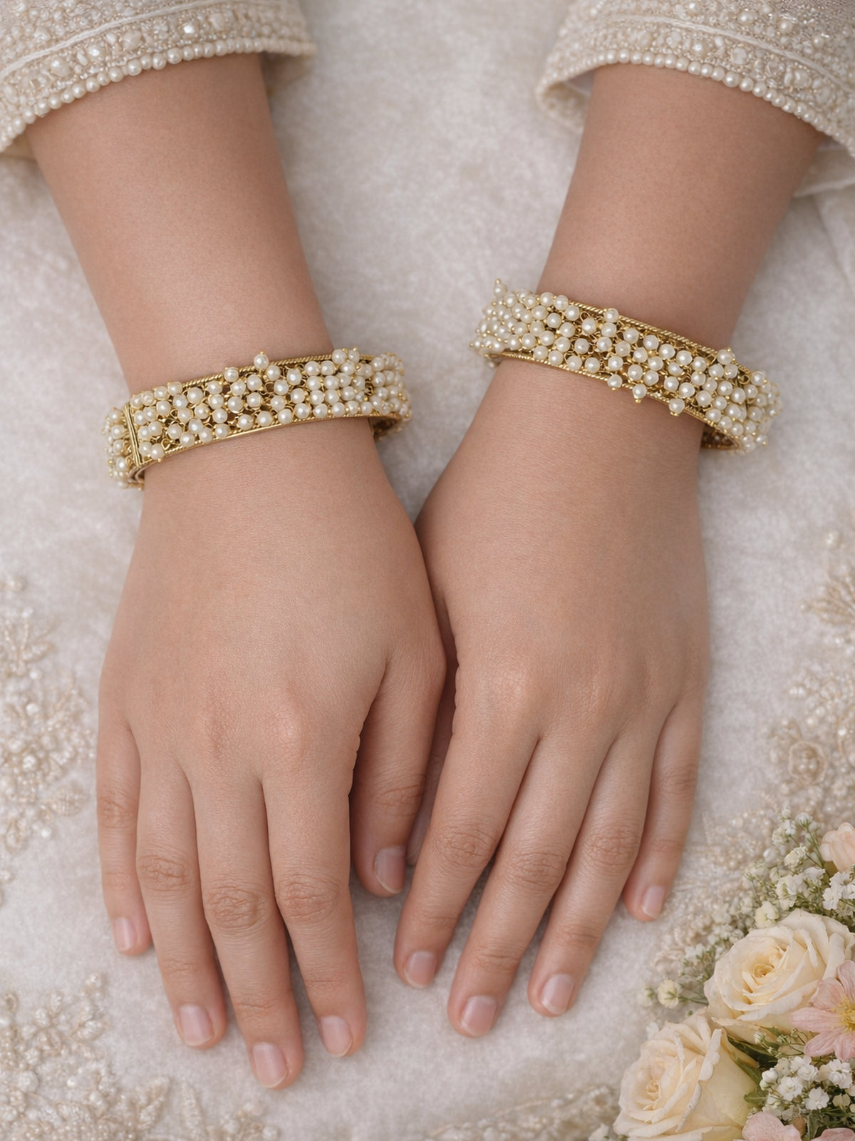 Lekha Classic Kada Bangles in Pearl