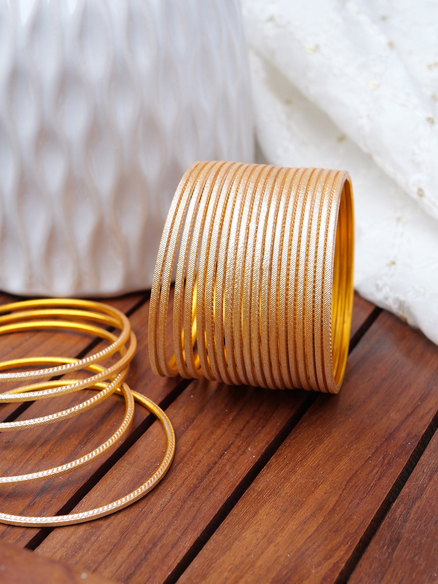 Light Peach Shimmer Bangles