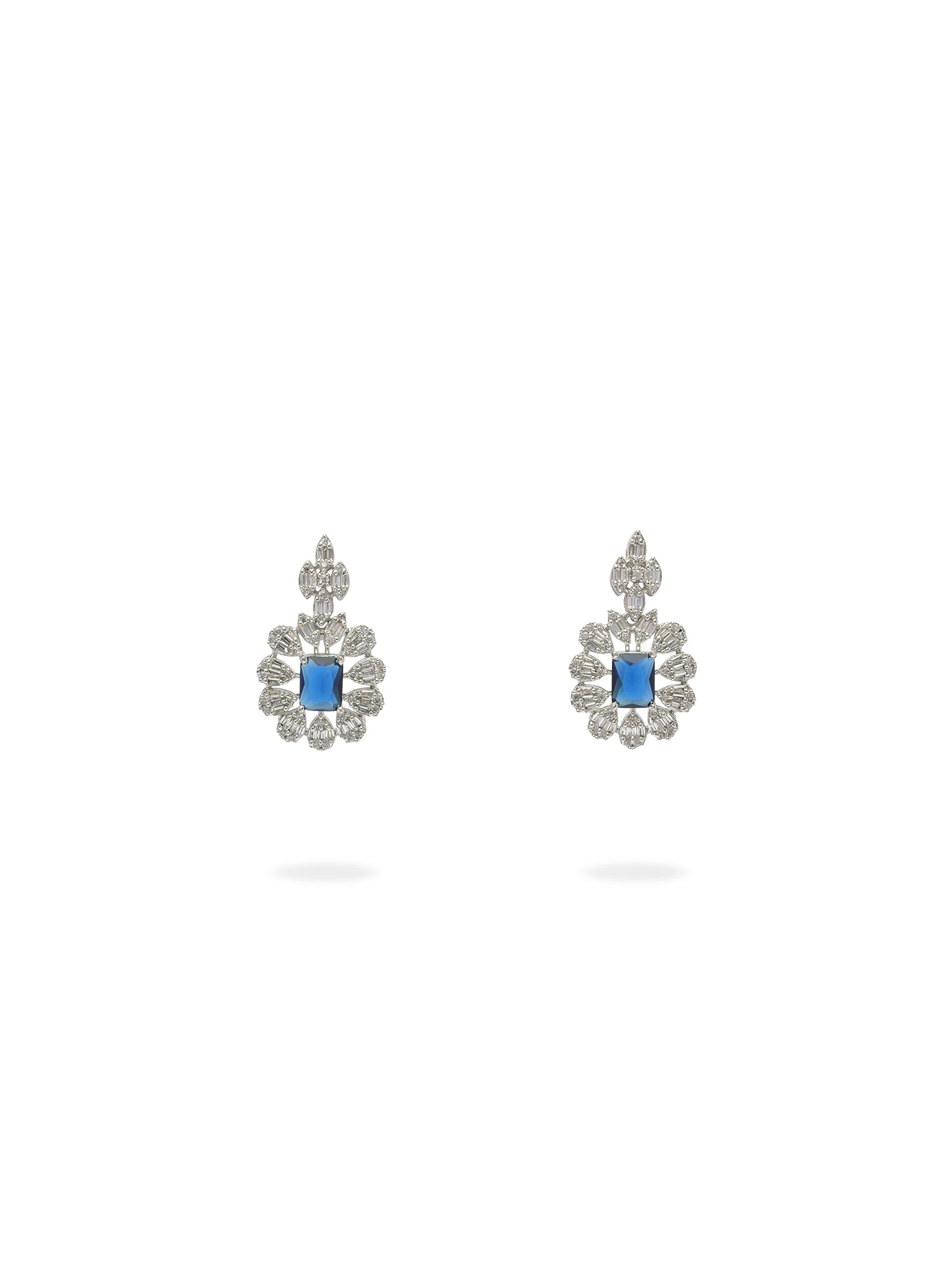 Liora Cubic Zirconia Necklace Set in Blue and Rhodium