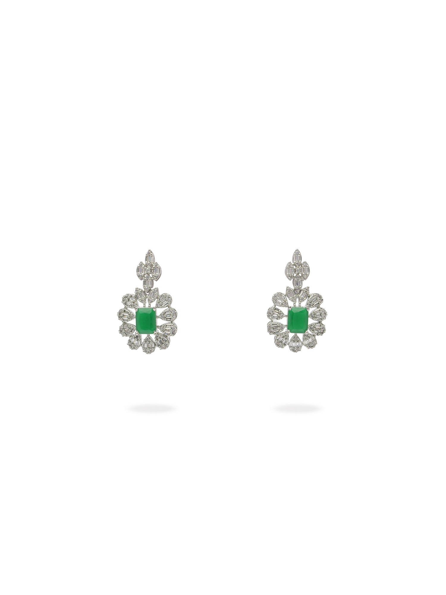 Liora Cubic Zirconia Necklace Set in Green and Rhodium