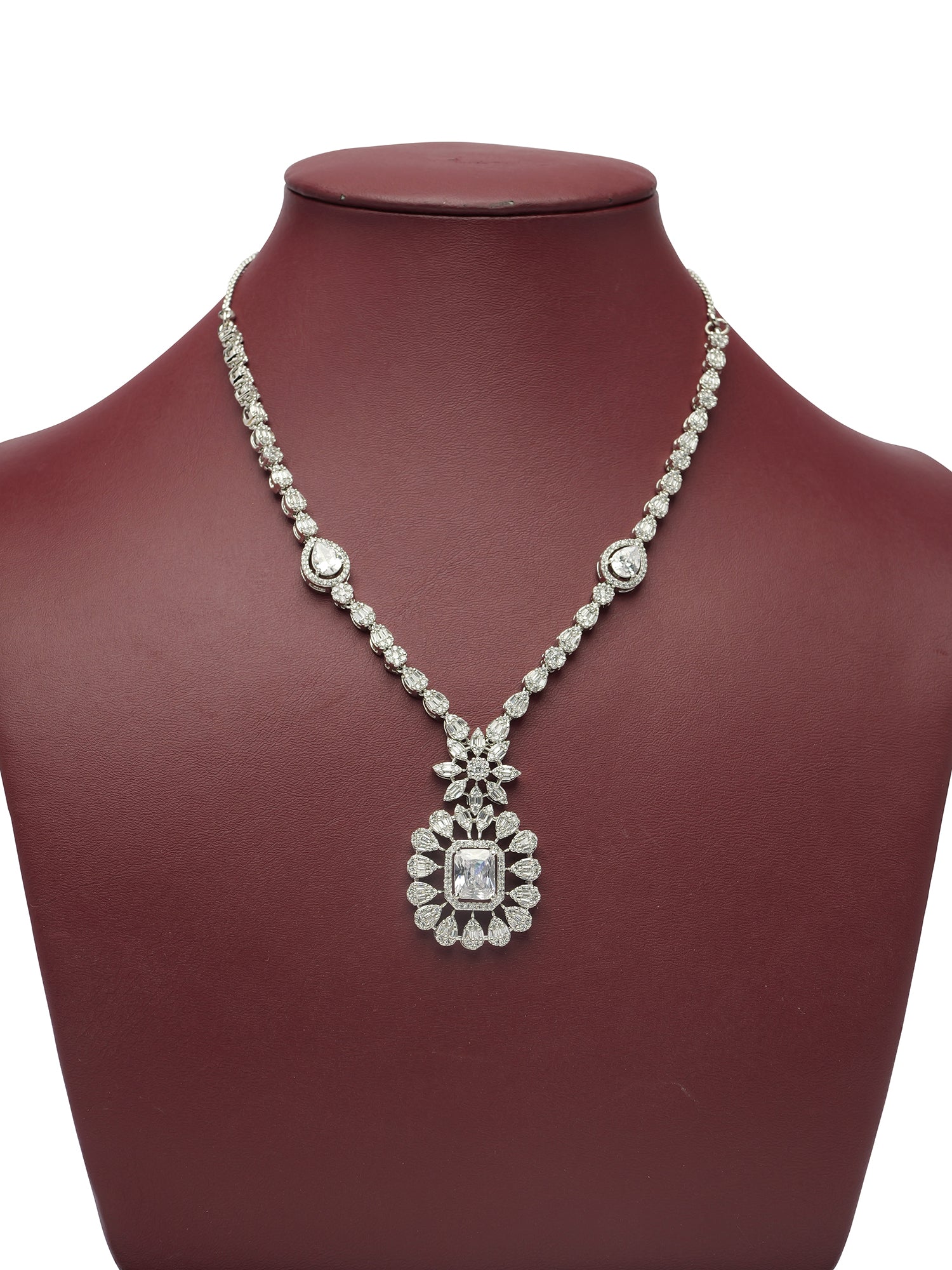 Liora Cubic Zirconia Necklace Set in Rhodium