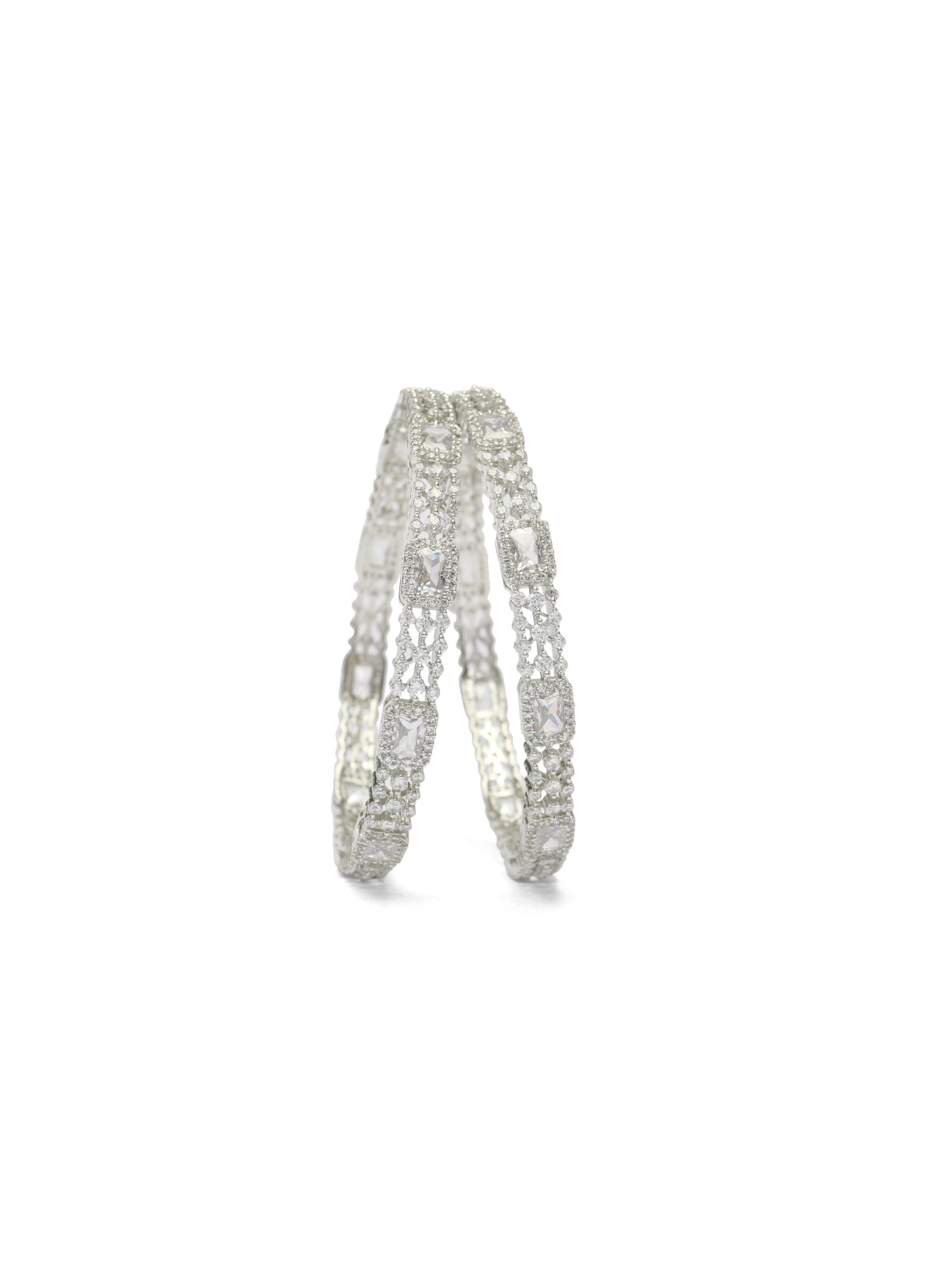 Lira Cubic Zirconia Kada Bangles in Rhodium