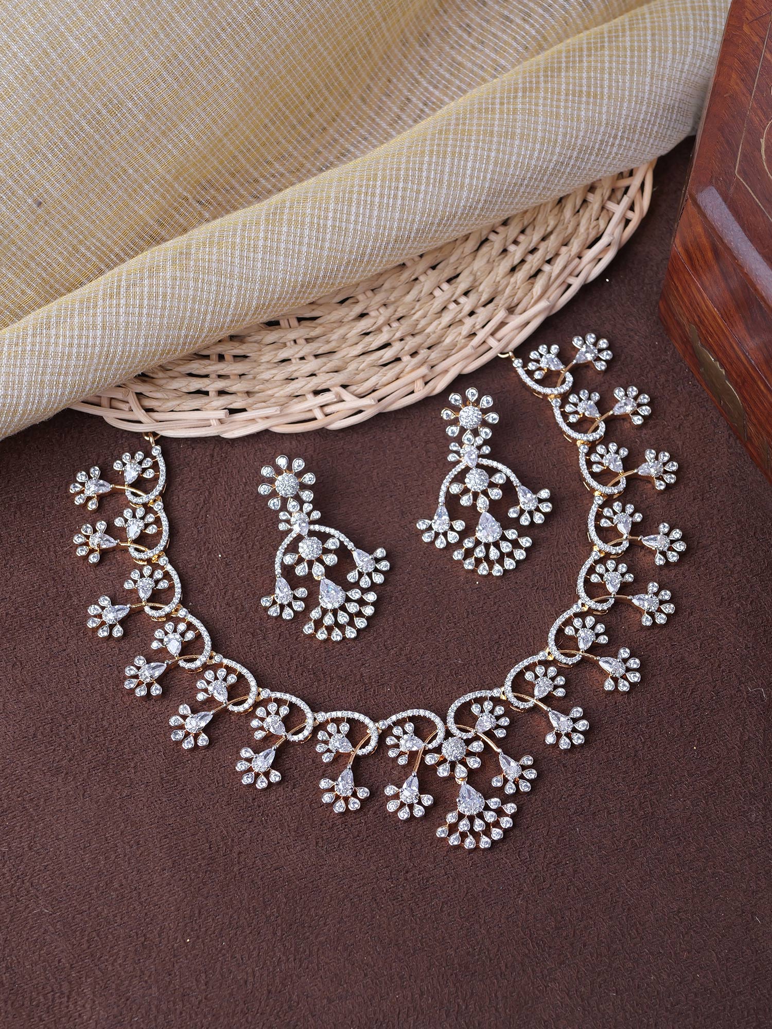 Livia Cubic Zirconia Necklace Set in White