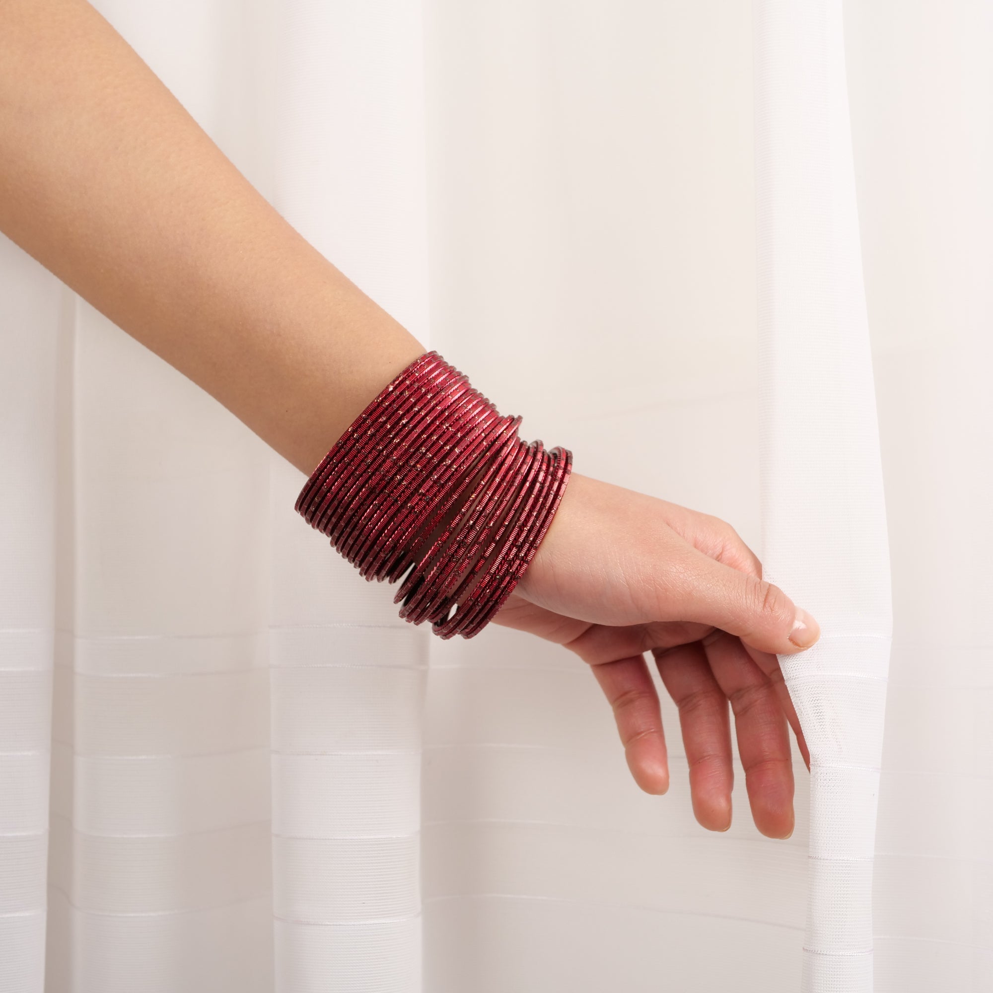 Maroon Diamond Cut Glitter Bangles