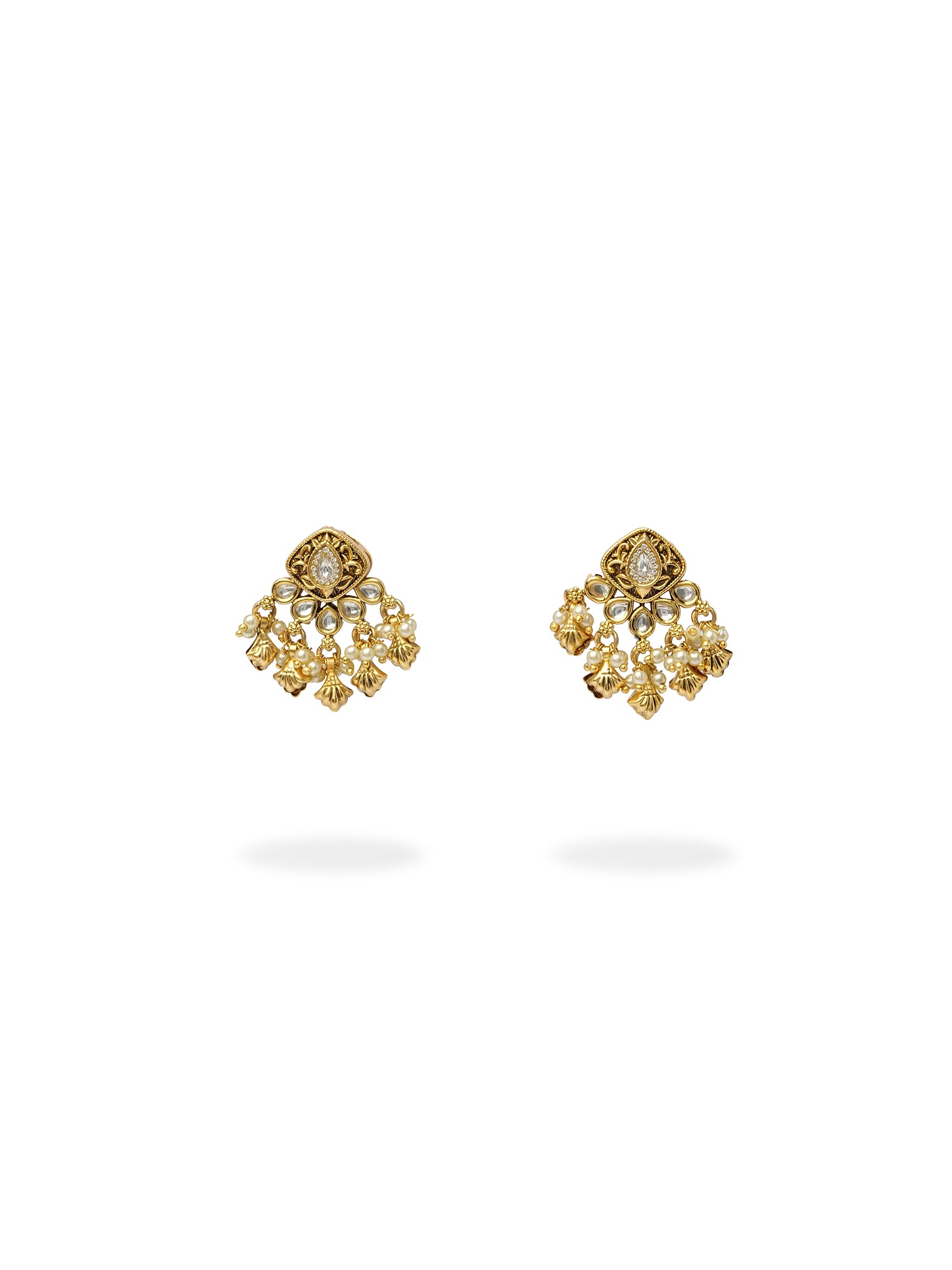 Maaya Stud Drop Earrings in White