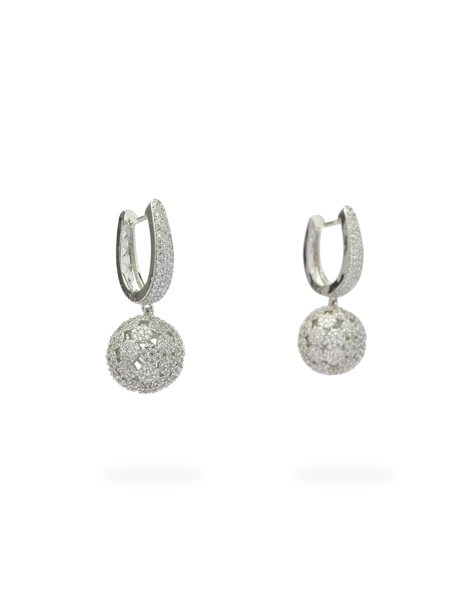 Mabel Cubic Zirconia Ball Drop Earrings in Rhodium