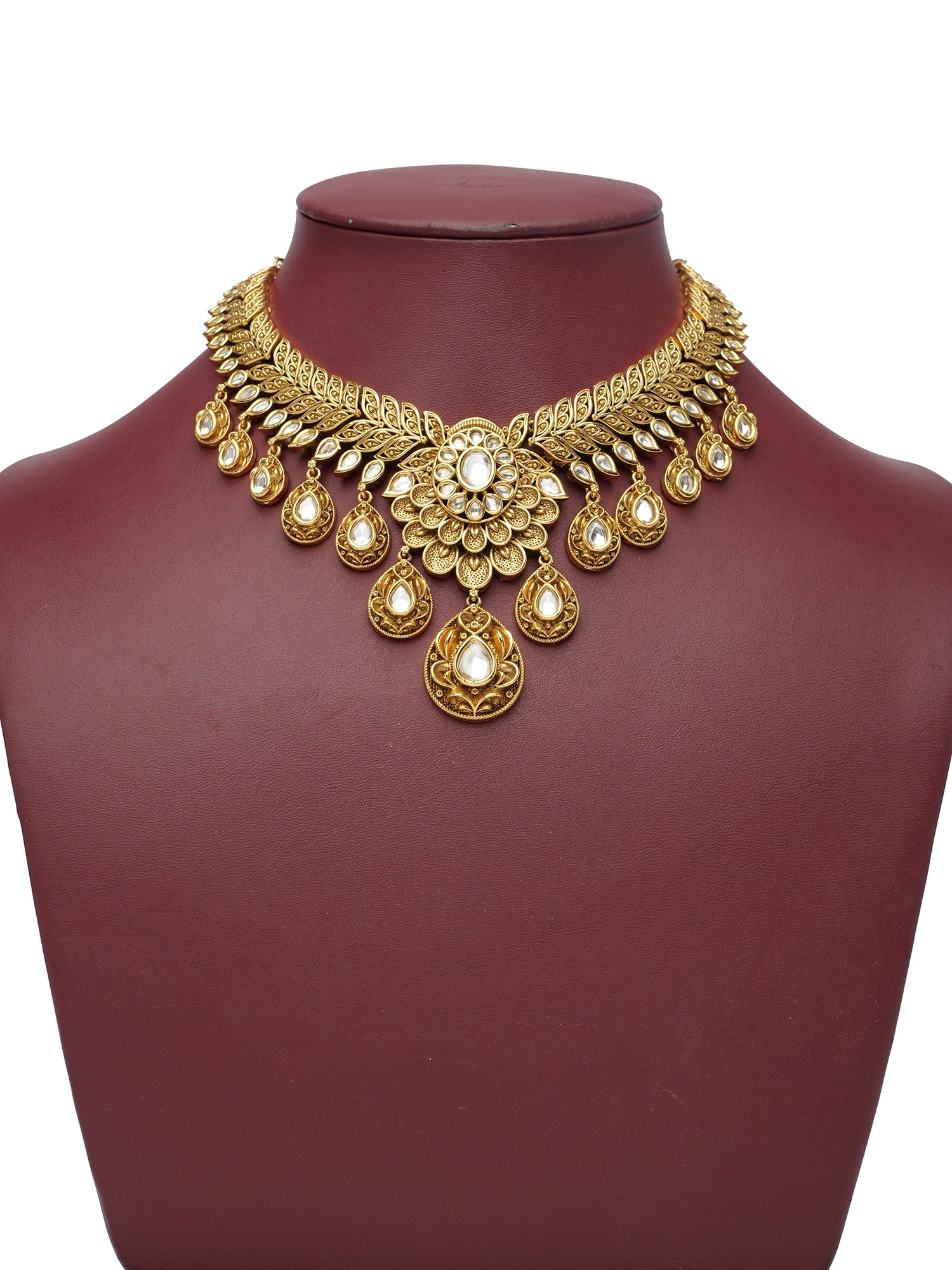 Madhavi Kundan Necklace Set in White