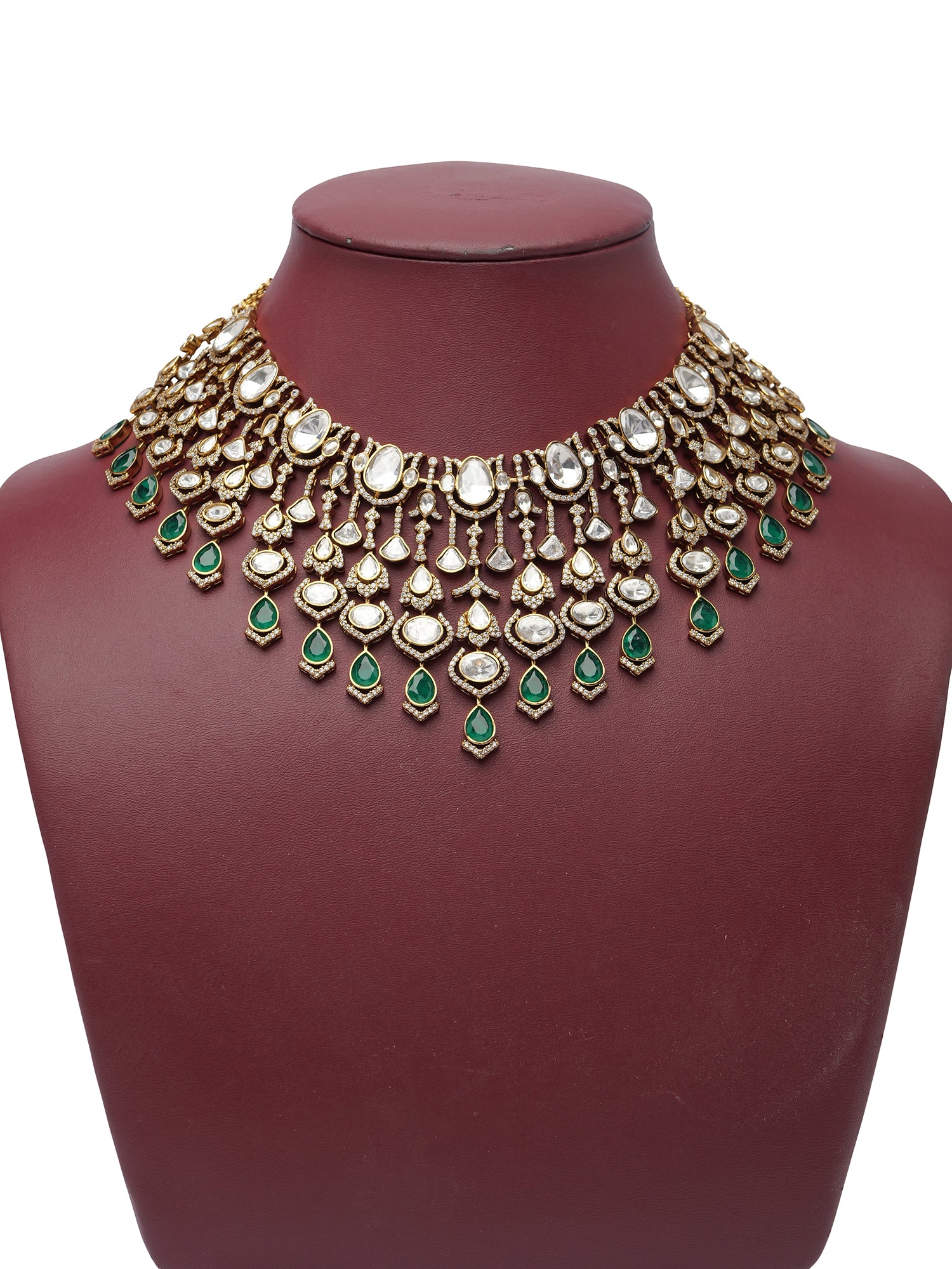Maheera Kundan Bridal Necklace Set in Green