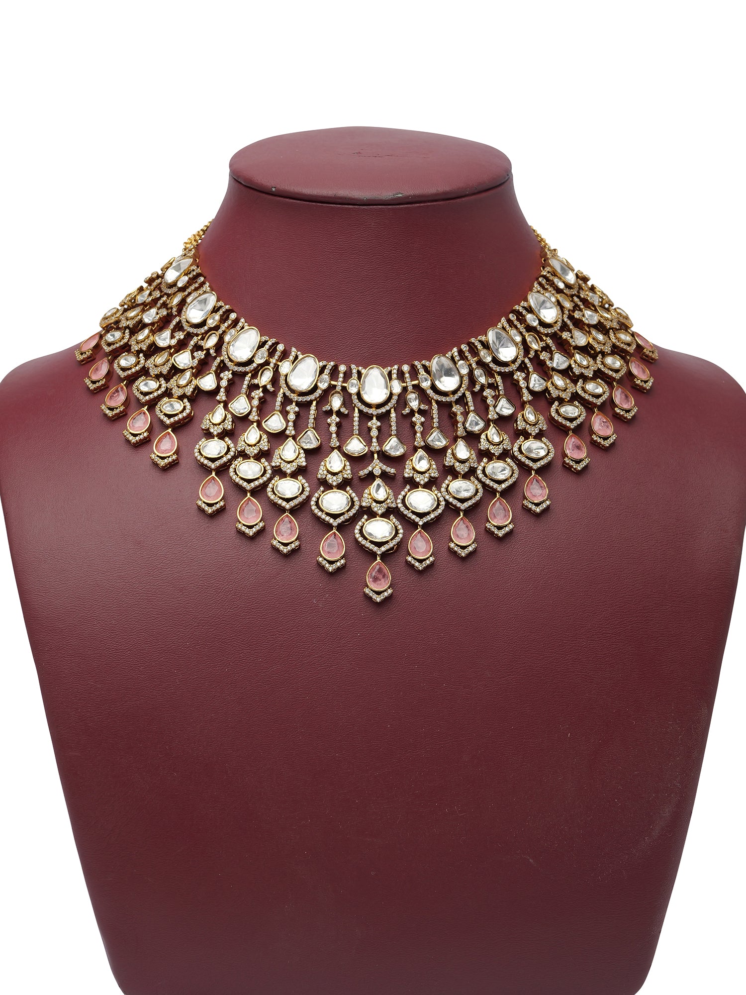Maheera Kundan Bridal Necklace Set in Pink