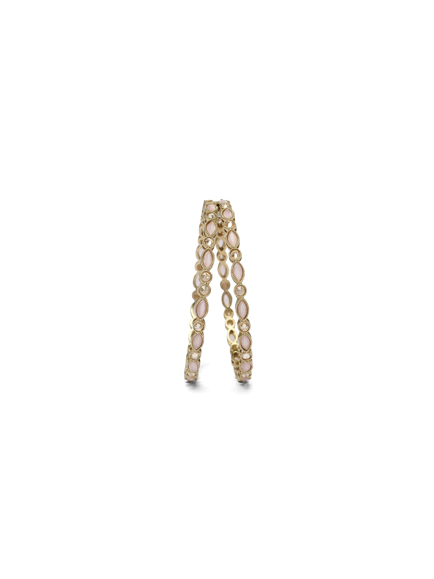 Mahira Crystal Bangles in Light Pink