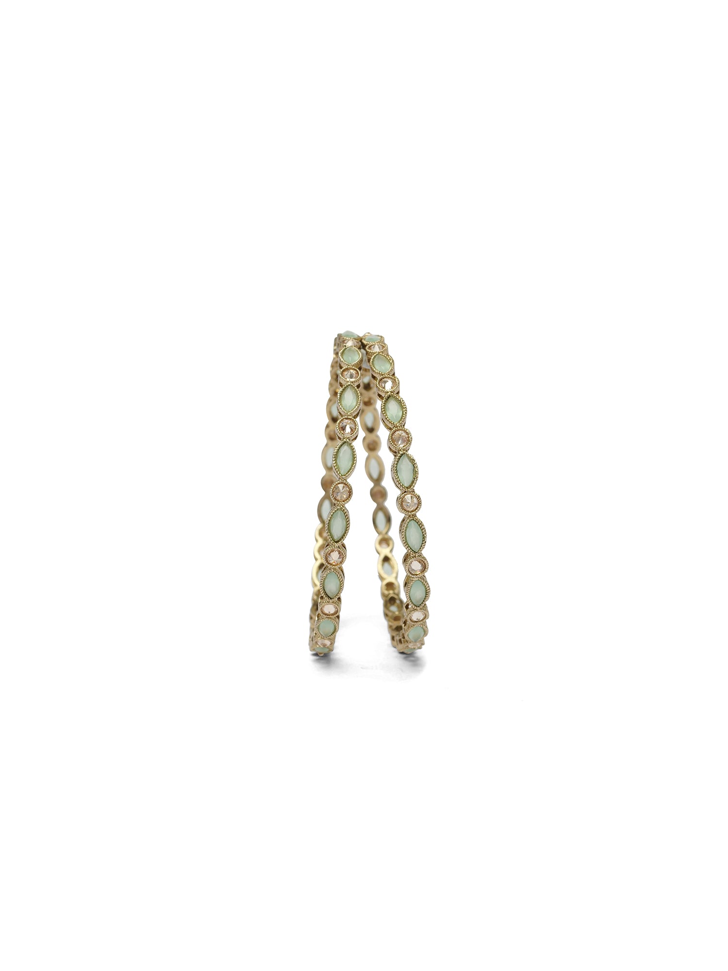 Mahira Crystal Bangles in Mint