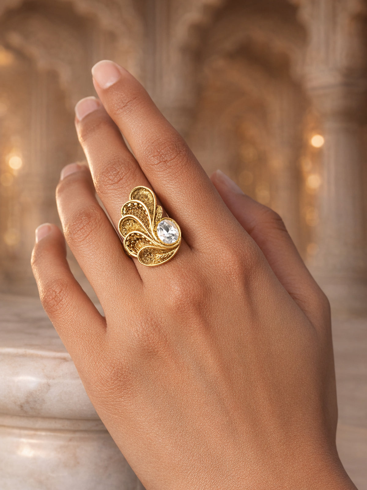 Mahveen Classic Ring in White