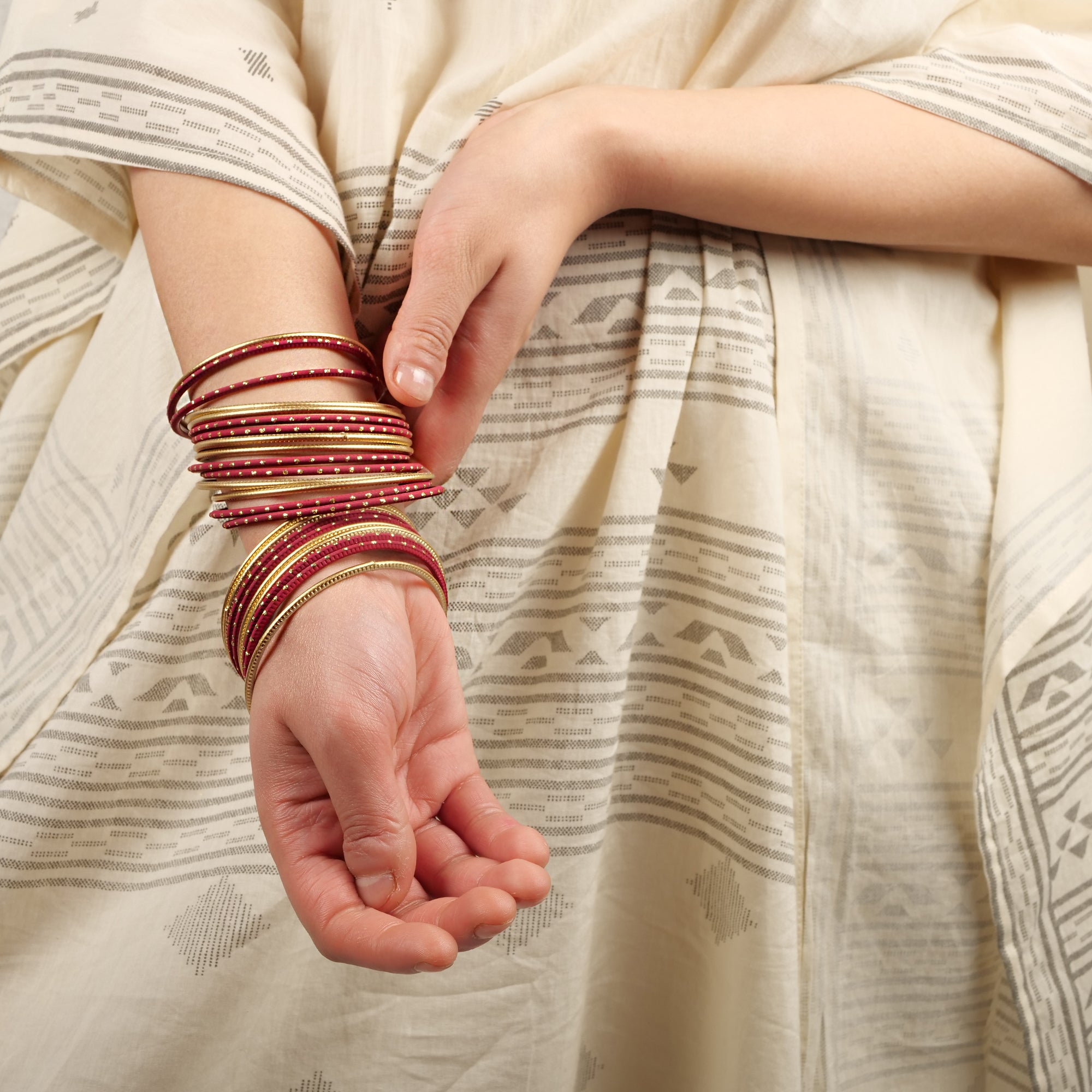 Majestic Maroon and Gold Bangle Stack