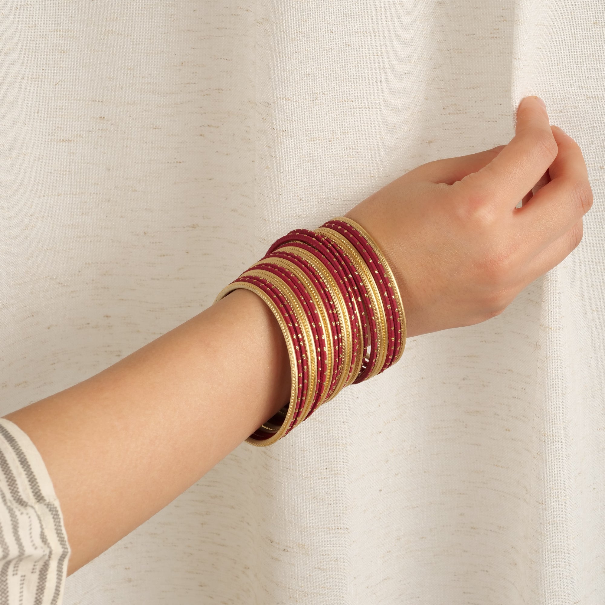 Majestic Maroon and Gold Bangle Stack