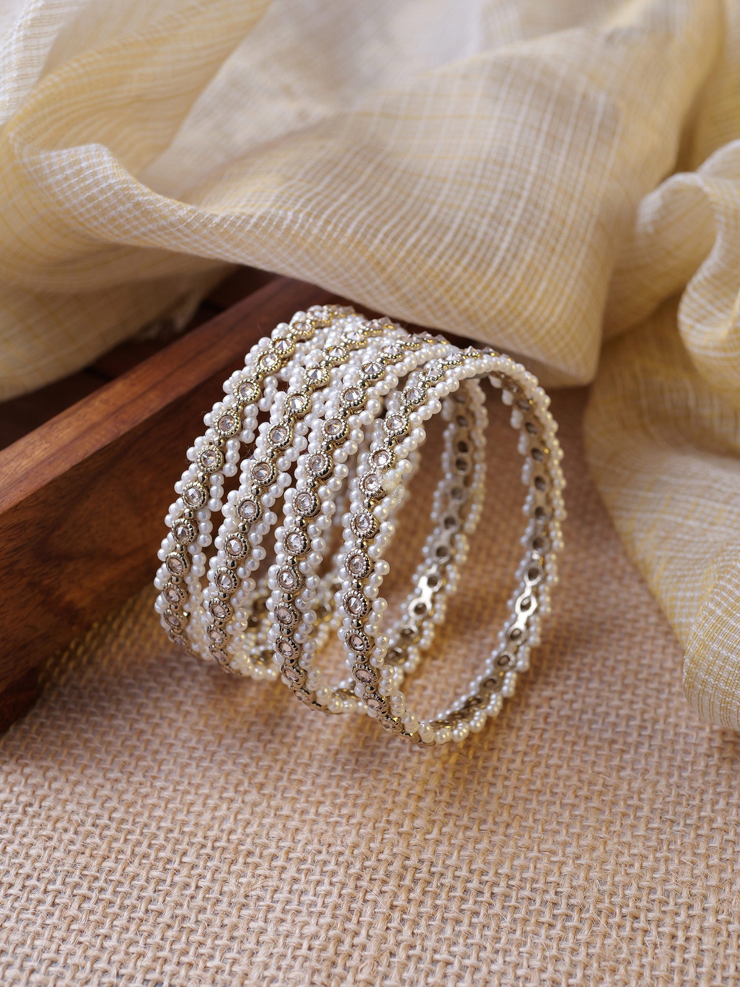 Malika Pearl Kadas in Antique Gold