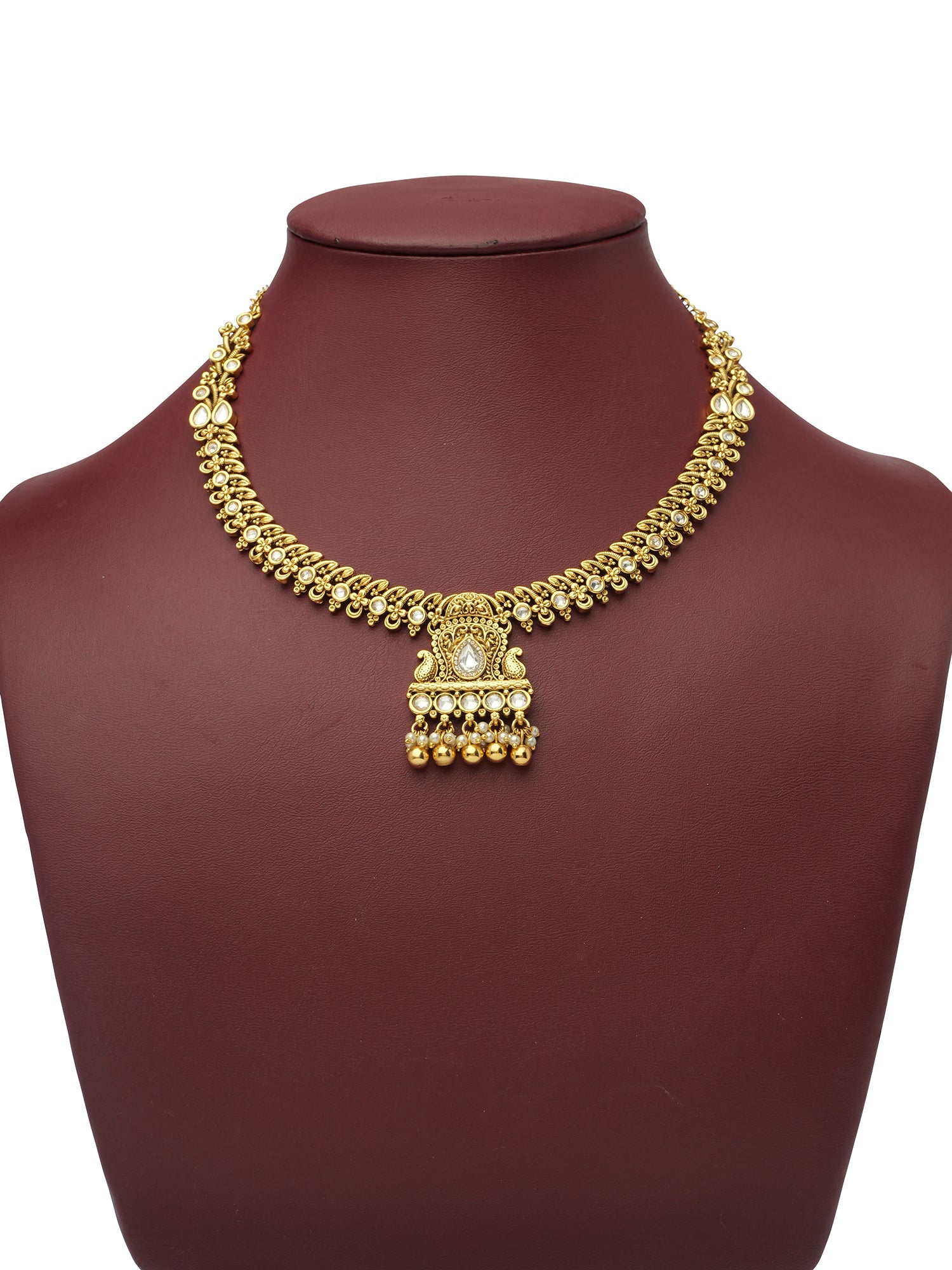 Mallika Kundan Necklace Set in White