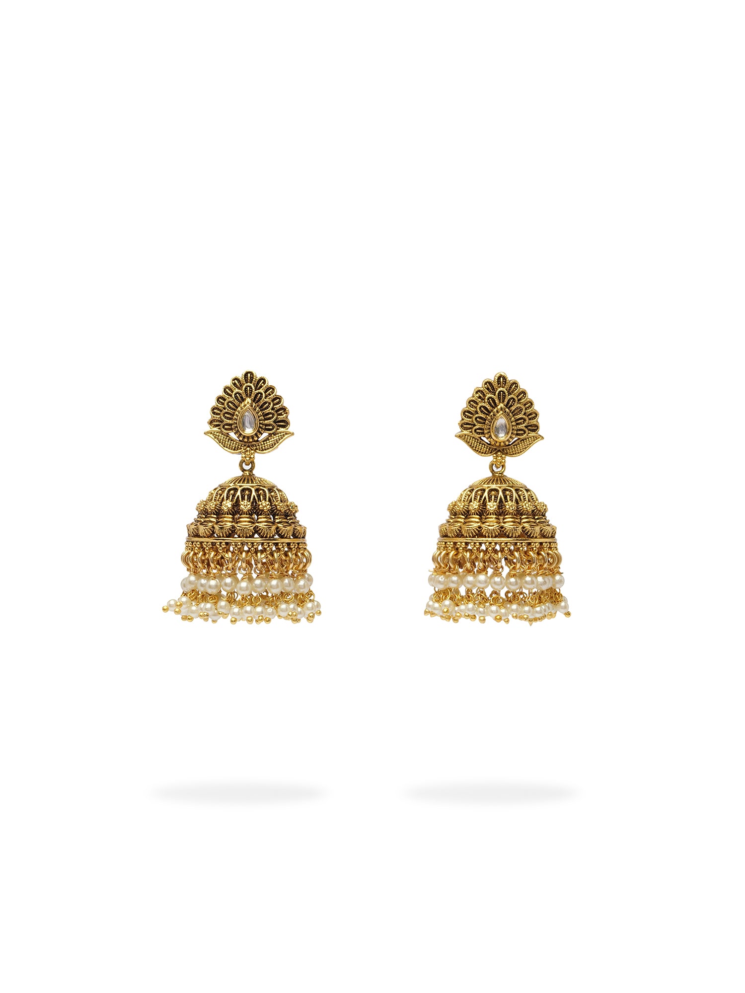 Mayuri Jhumka Earrings in Pearl