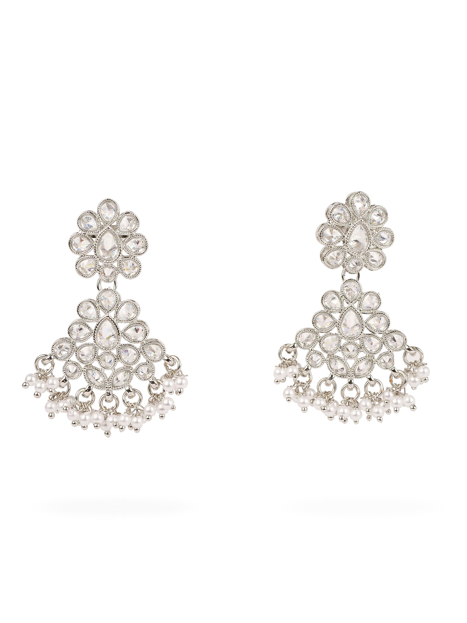 Mehak Small Drop Earrings in Rhodium