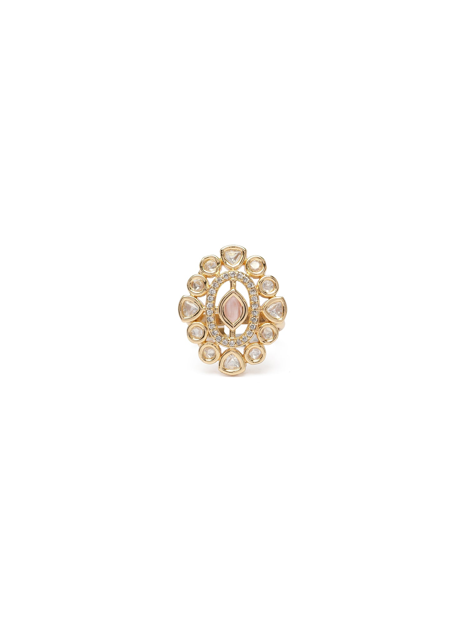 Meher Kundan Ring in Light Pink