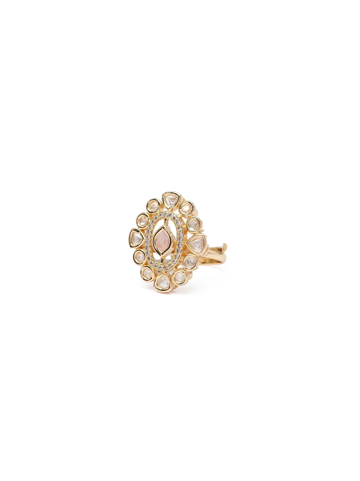 Meher Kundan Ring in Light Pink