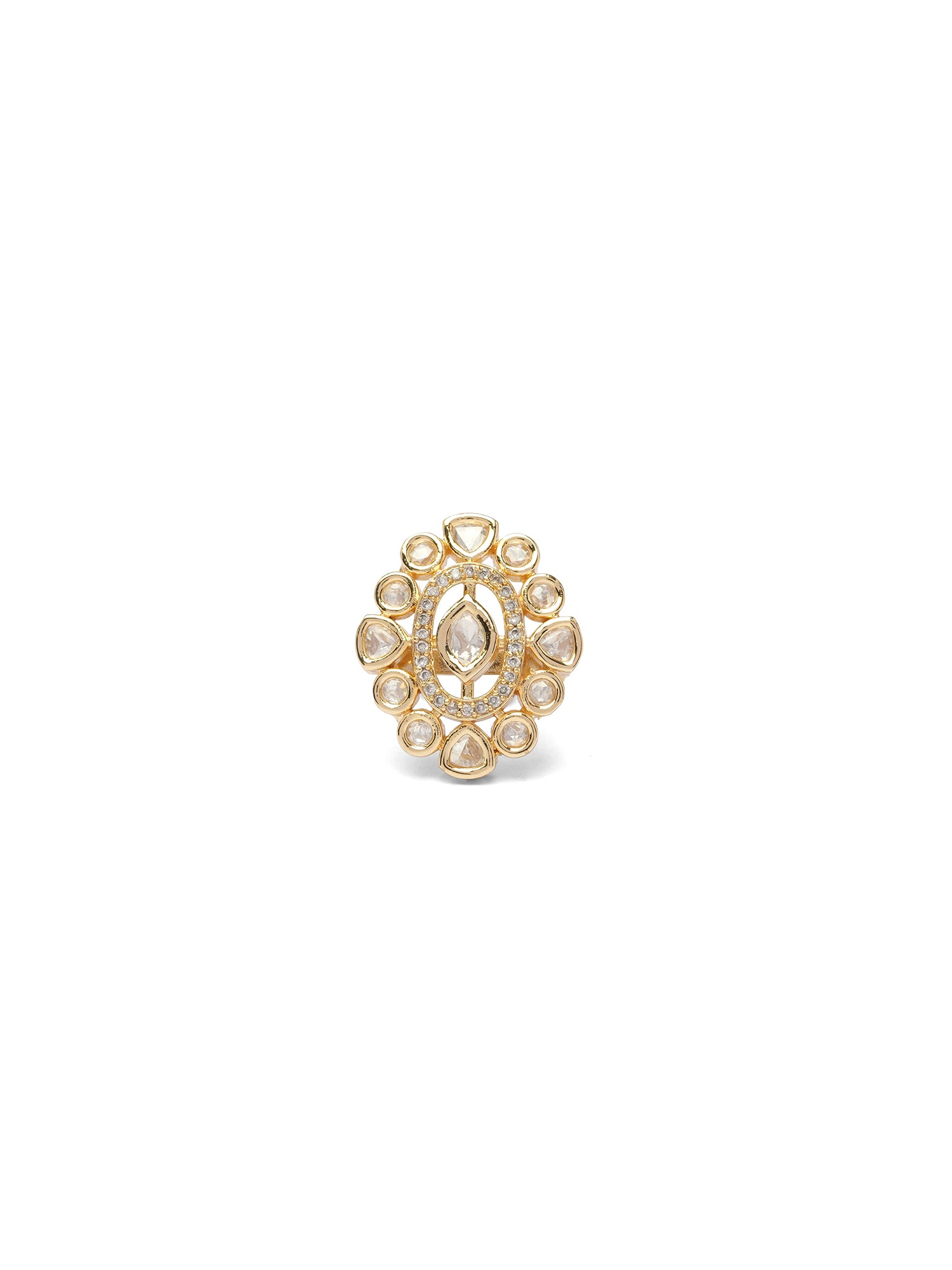 Meher Kundan Ring in White