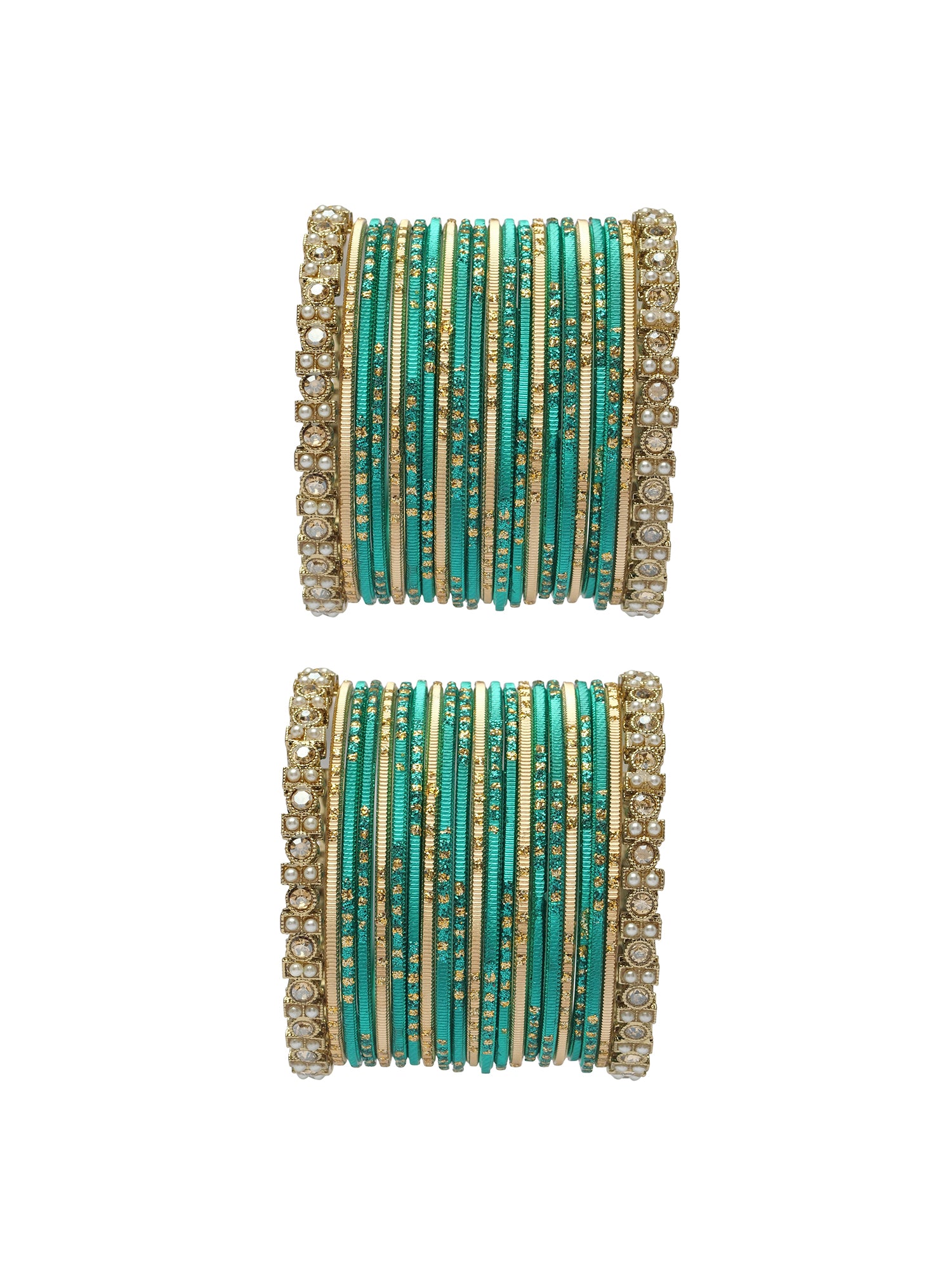 Mehira Two Hand Bangle Set in Jade