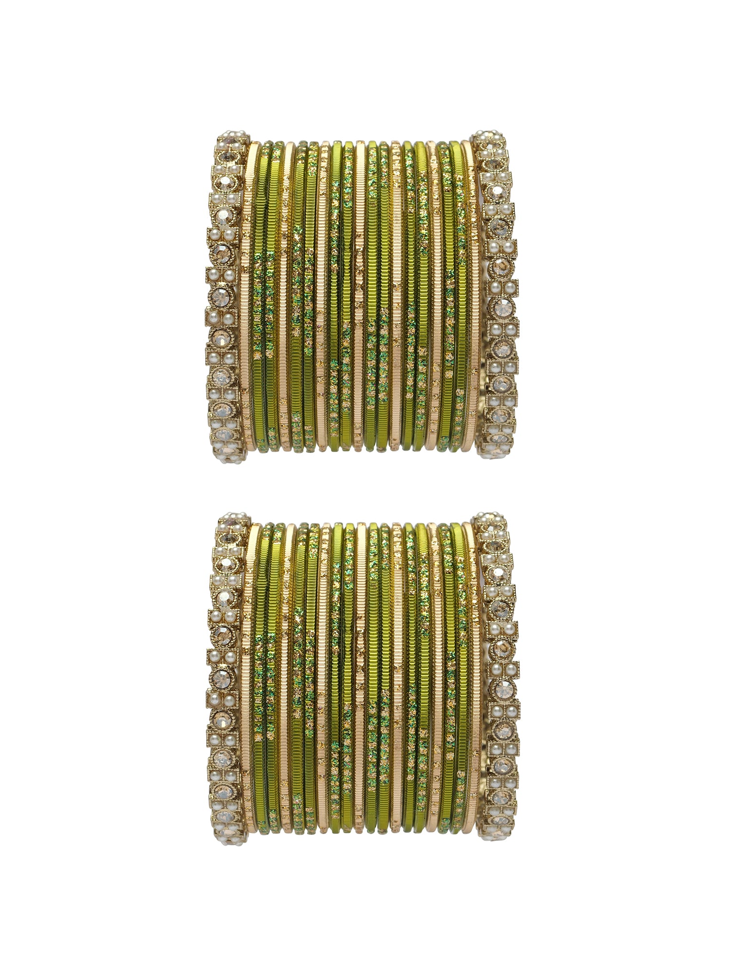 Mehira Two Hand Bangle Set in Mehndi Green