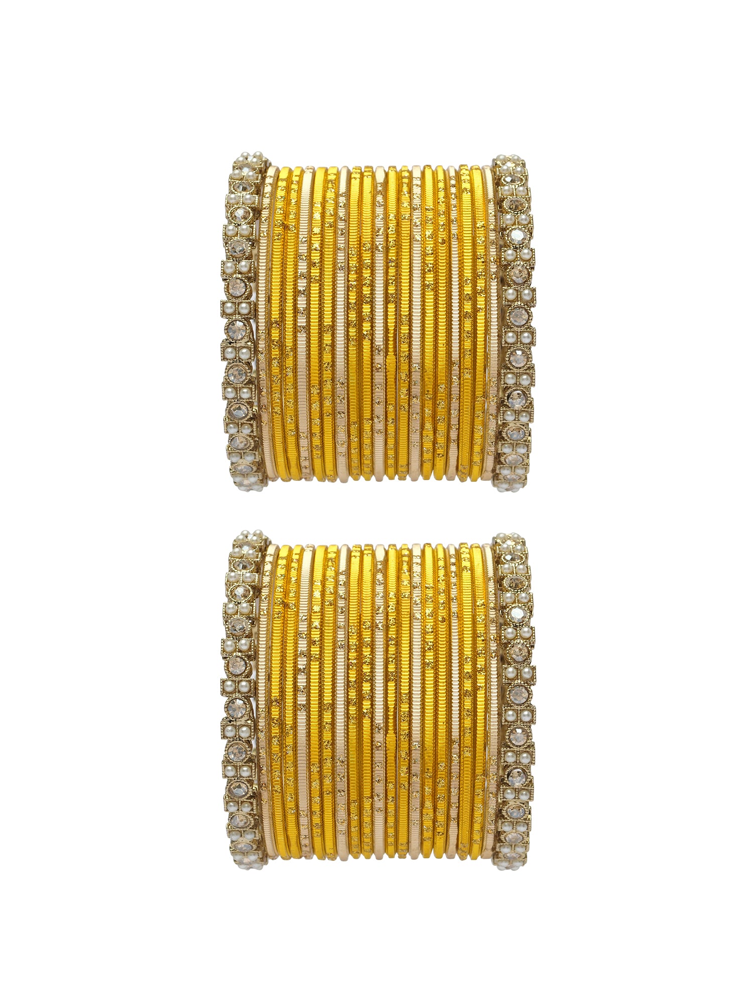 Mehira Two Hand Bangle Set in Yellow