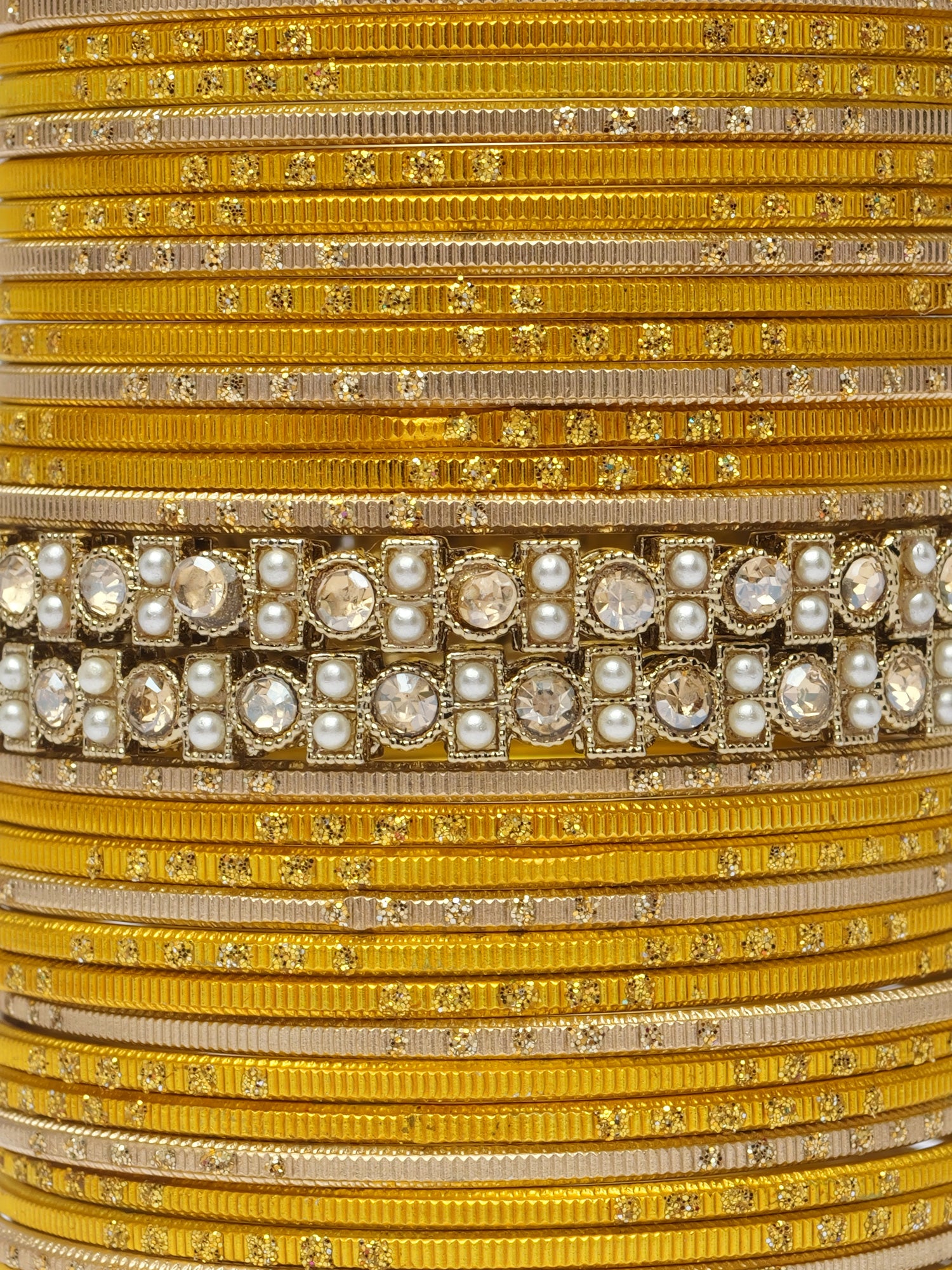 Mehira Two Hand Bangle Set in Yellow