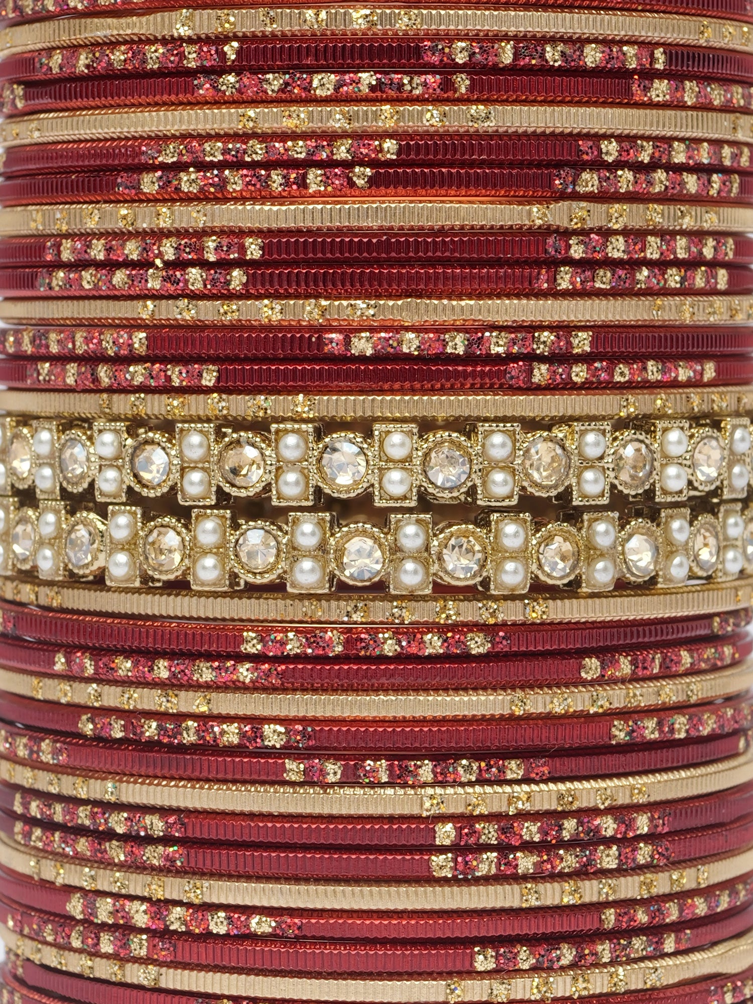 Mehira Two Hand Bangle Set in Maroon